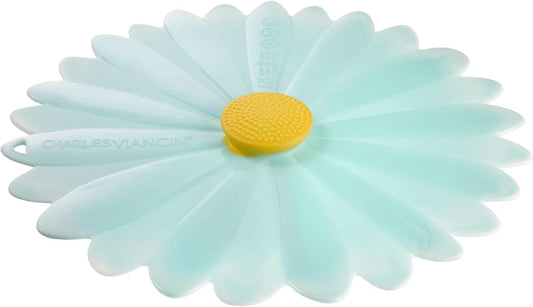 Charles Viancin Daisy Silicone Lid 11'' Airtight Seal for Food Storage and Cooking - Aqua Color - BPA-Free - Oven, Microwave, Freezer, Stovetop and Dishwasher Safe
