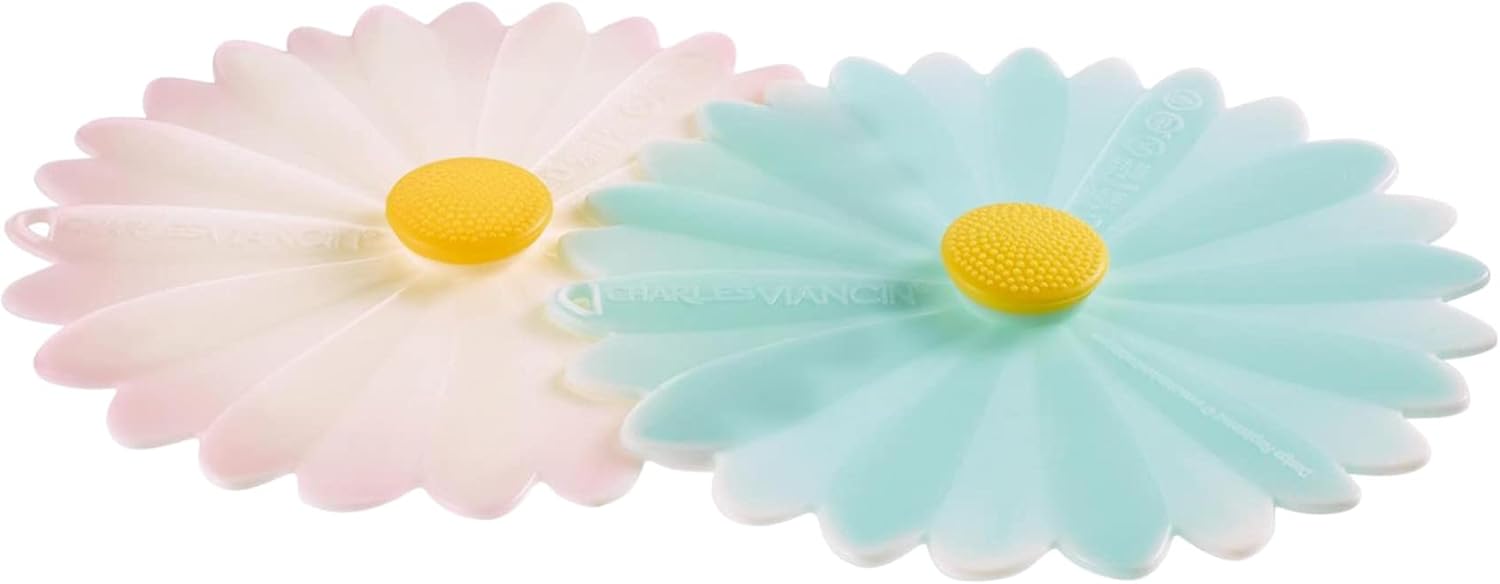 Charles Viancin Daisy Silicone Lid 11'' Airtight Seal for Food Storage and Cooking - Aqua Color - BPA-Free - Oven, Microwave, Freezer, Stovetop and Dishwasher Safe