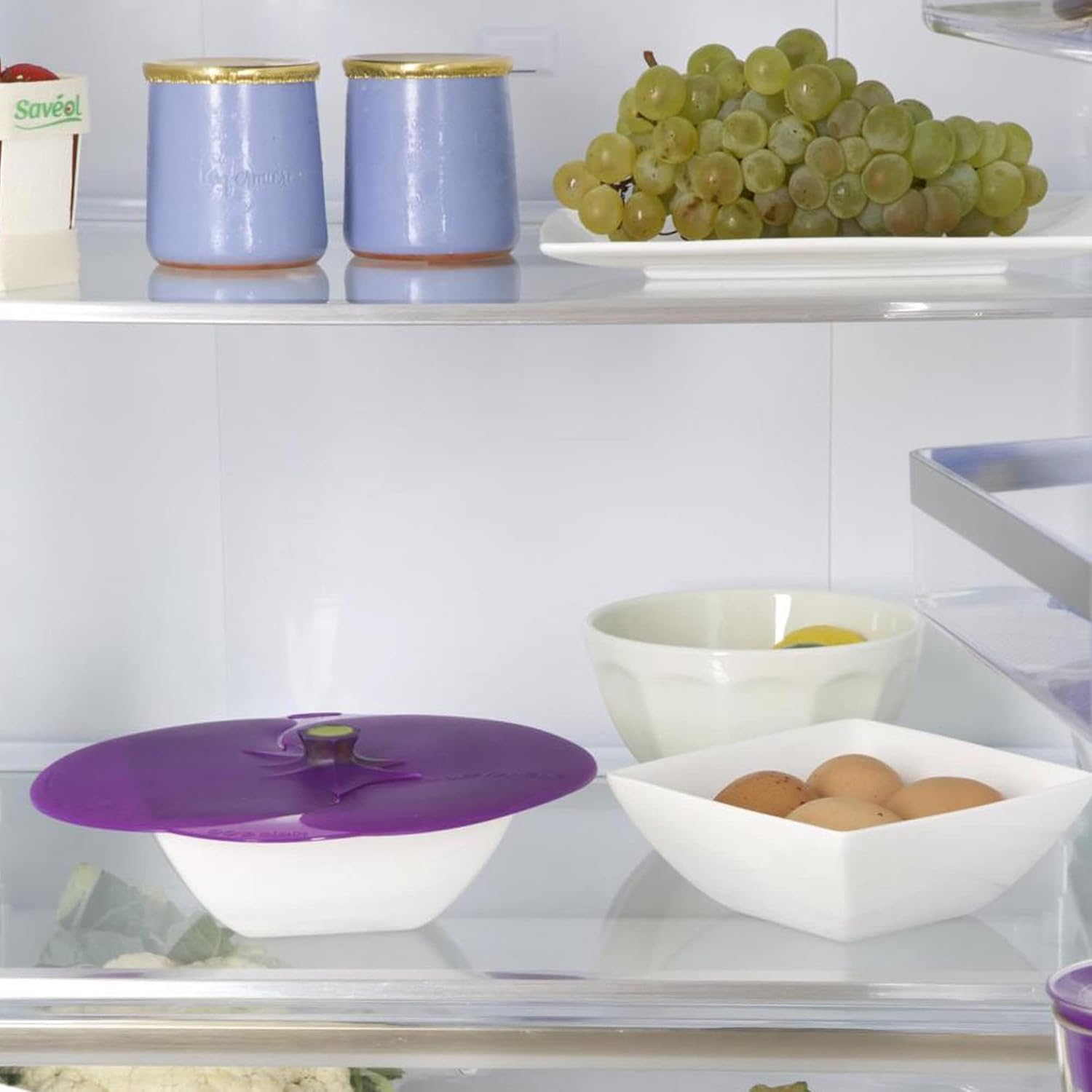 Charles Viancin Eggplant Silicone Lid - 8''/20cm - Airtight Seal - BPA-Free - Oven, Microwave, Freezer, Stovetop, Dishwasher Safe