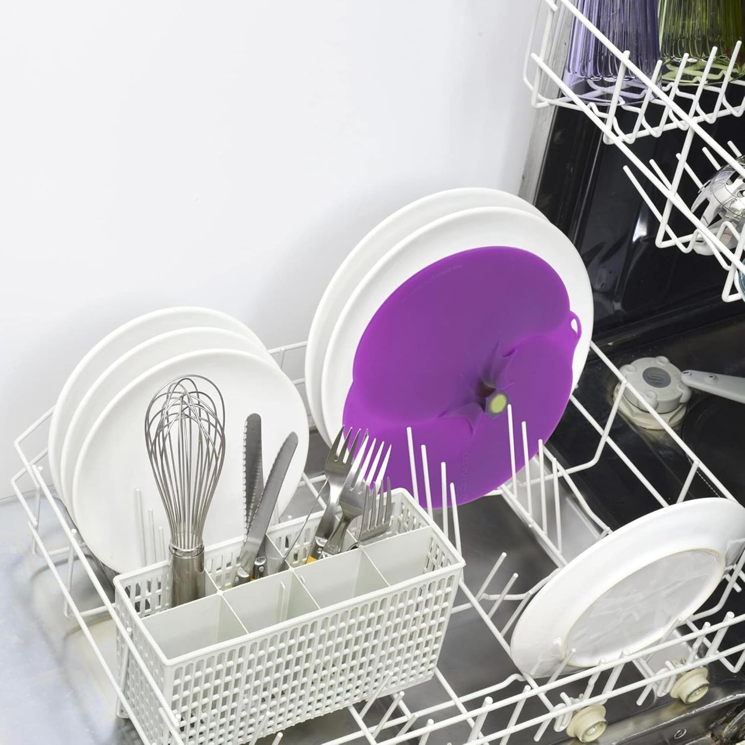 Charles Viancin Eggplant Silicone Lid - 8''/20cm - Airtight Seal - BPA-Free - Oven, Microwave, Freezer, Stovetop, Dishwasher Safe