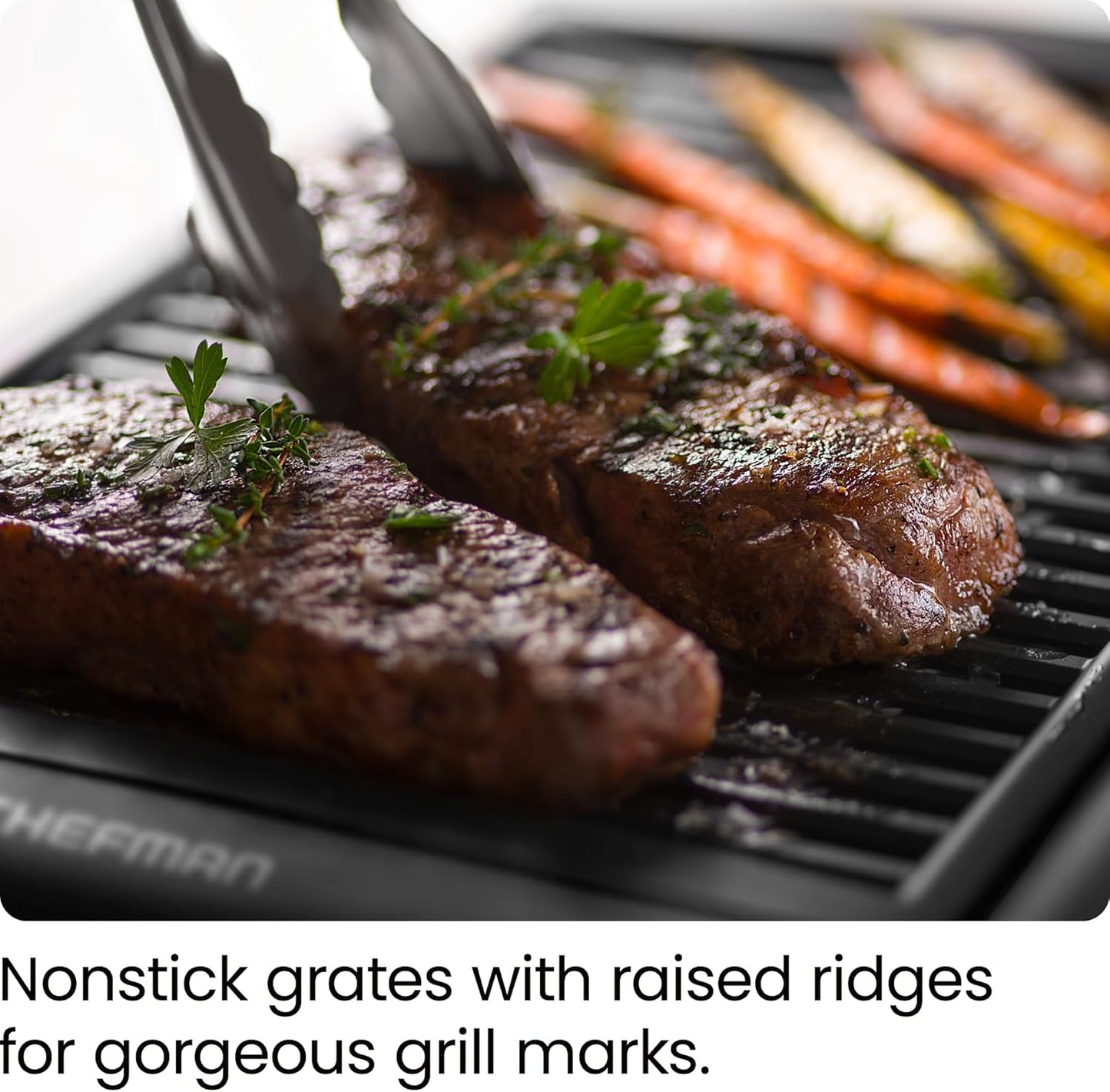 Chefman Electric Smokeless Indoor Grill with Adjustable Temperature Control and Non-Stick Cooking Surface - Dishwasher Safe, Black