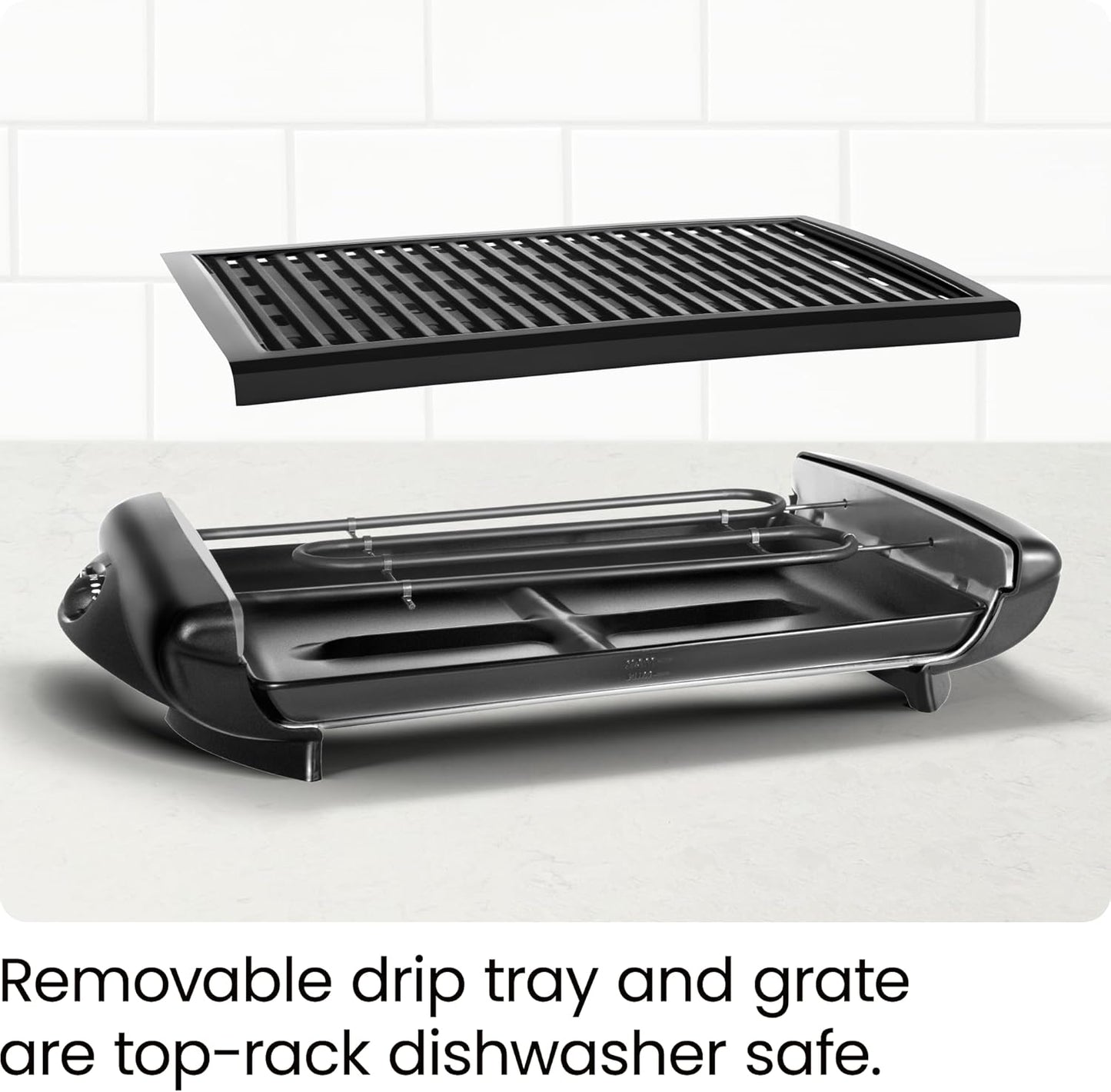 Chefman Electric Smokeless Indoor Grill with Adjustable Temperature Control and Non-Stick Cooking Surface - Dishwasher Safe, Black