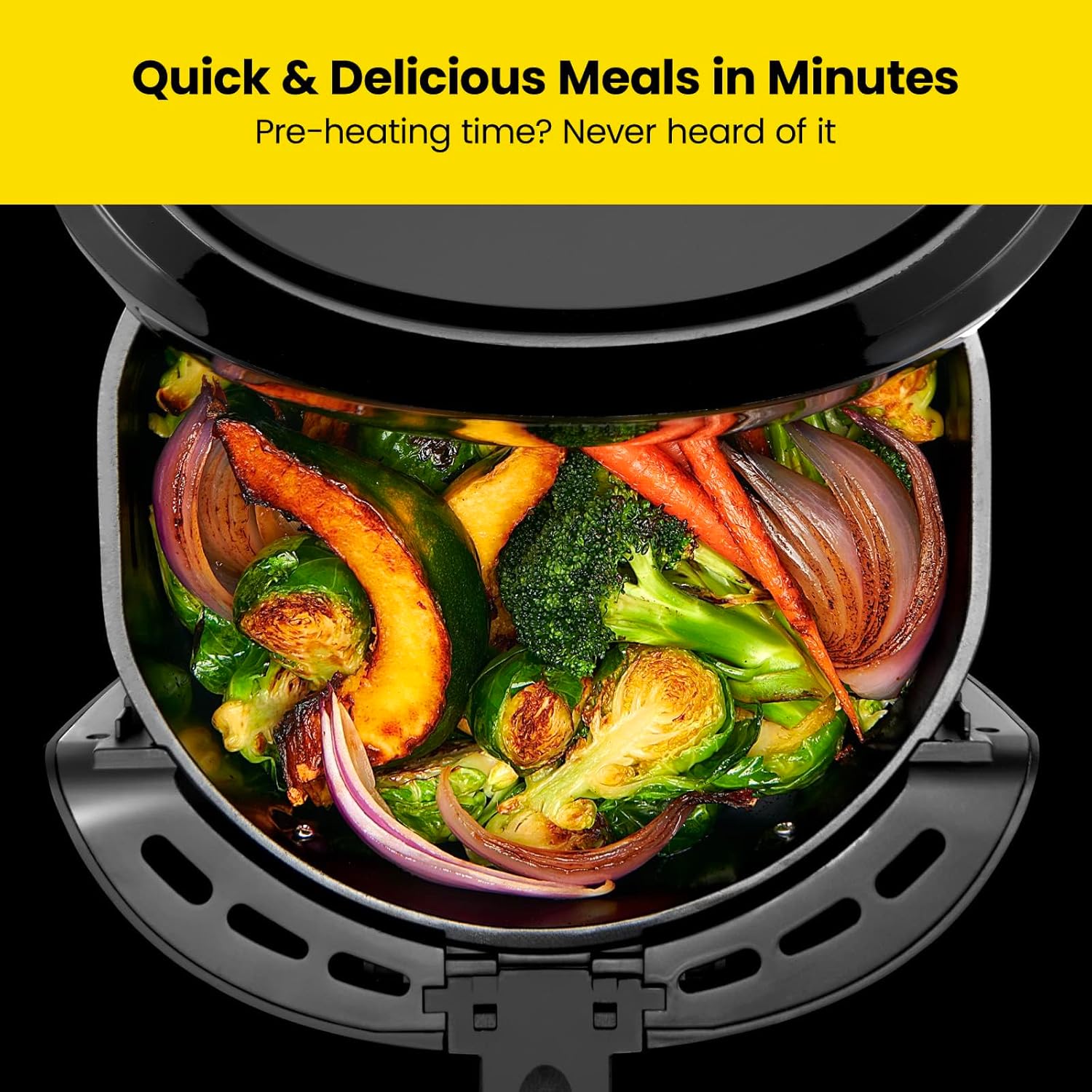 Chefman Large 5 Qt Family Size Digital Air Fryer with One Touch Control Presets for French Fries, Chicken, Meat, Fish - Nonstick, Dishwasher-Safe Parts, Automatic Shutoff - Black