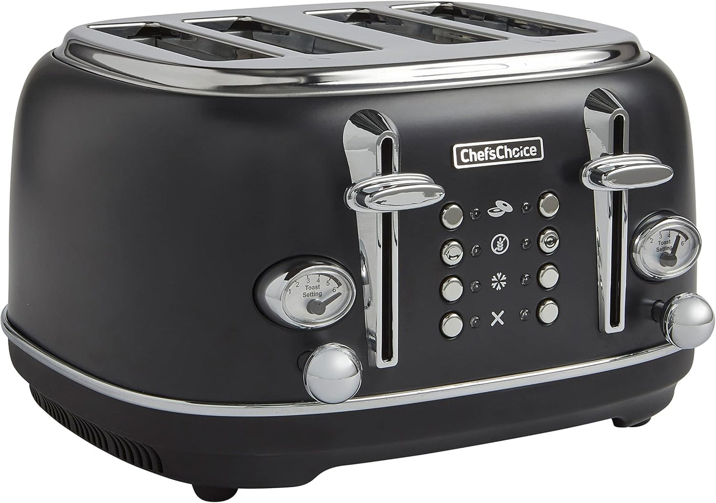 Chef'sChoice Gourmezza Stainless Steel 4-Slice Toaster with 5 Functions, 6 Shade Settings, 1500W - Black