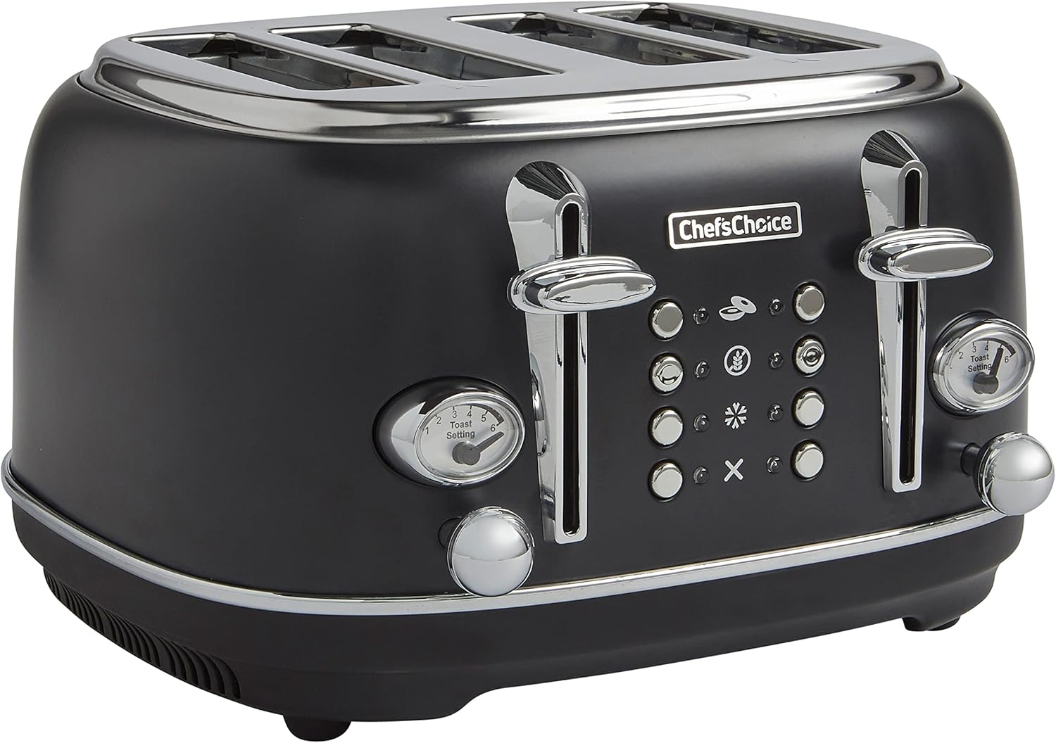 Chef'sChoice Gourmezza Stainless Steel 4-Slice Toaster with 5 Functions, 6 Shade Settings, 1500W - Black
