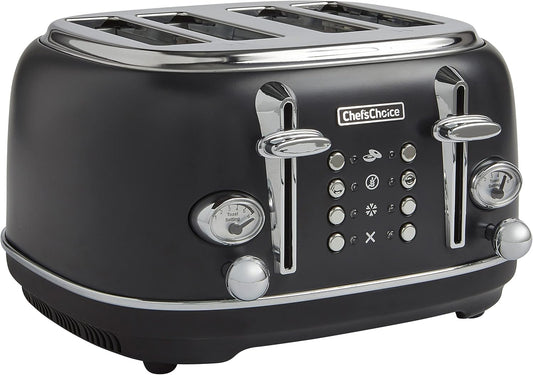 Chef'sChoice Gourmezza Stainless Steel 4-Slice Toaster with 5 Functions, 6 Shade Settings, 1500W - Black