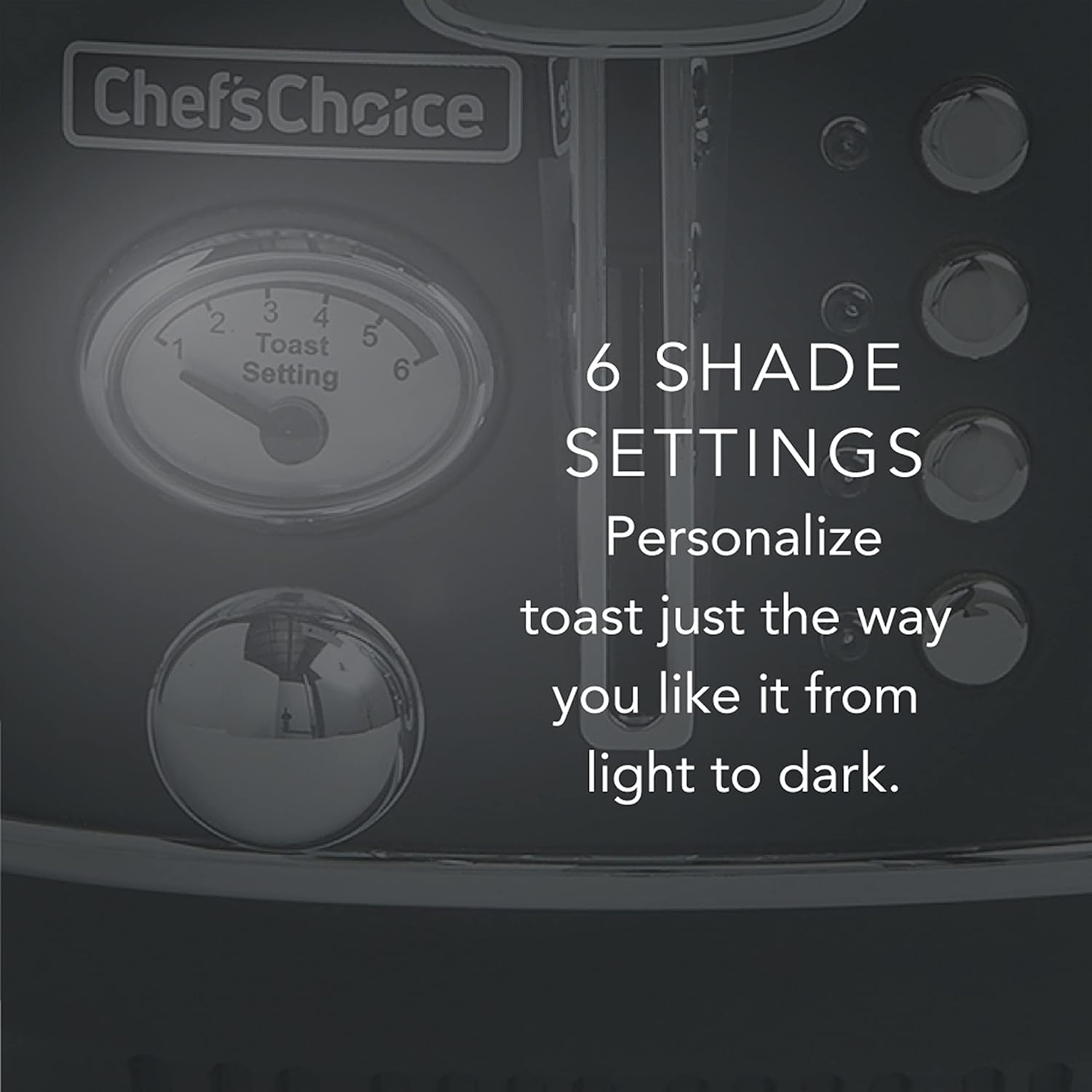 Chef'sChoice Gourmezza Stainless Steel 4-Slice Toaster with 5 Functions, 6 Shade Settings, 1500W - Black