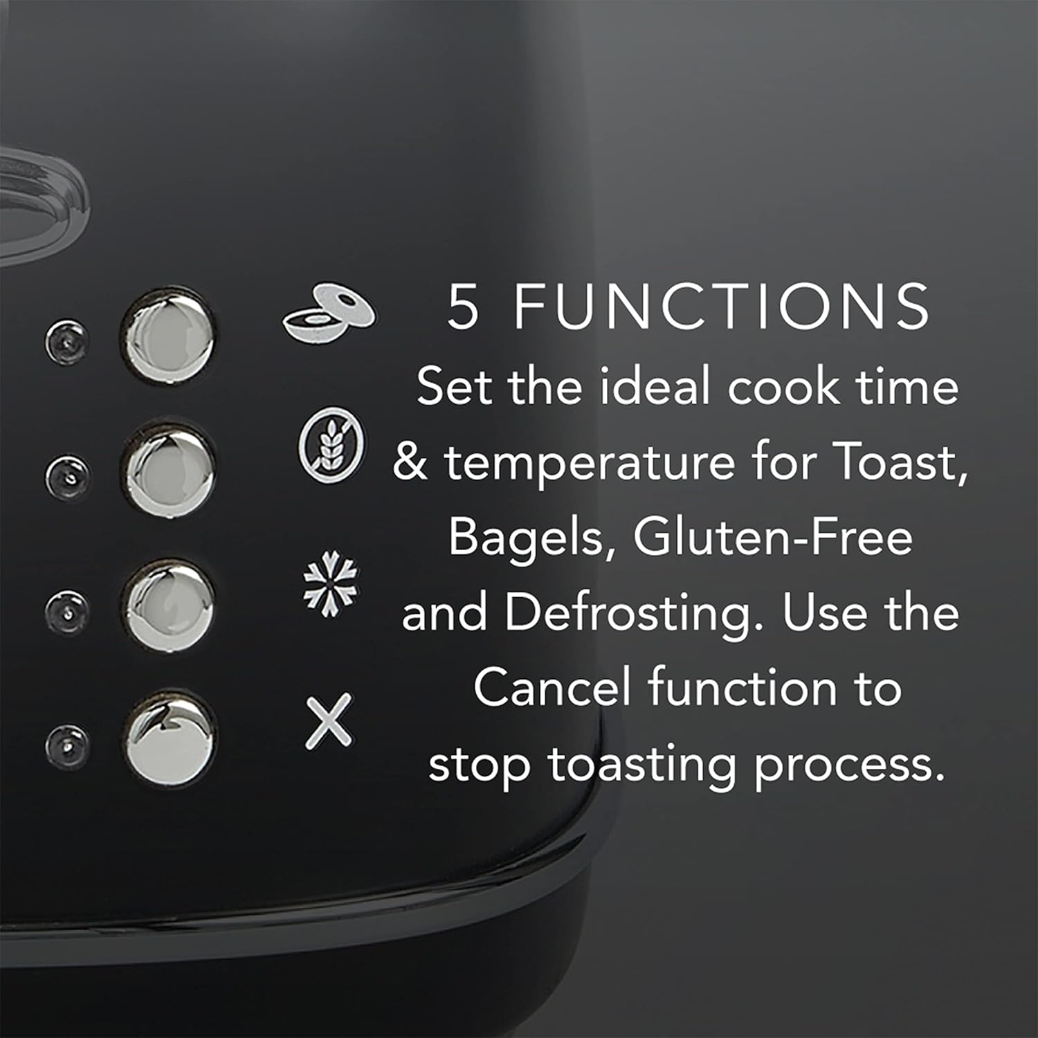 Chef'sChoice Gourmezza Stainless Steel 4-Slice Toaster with 5 Functions, 6 Shade Settings, 1500W - Black