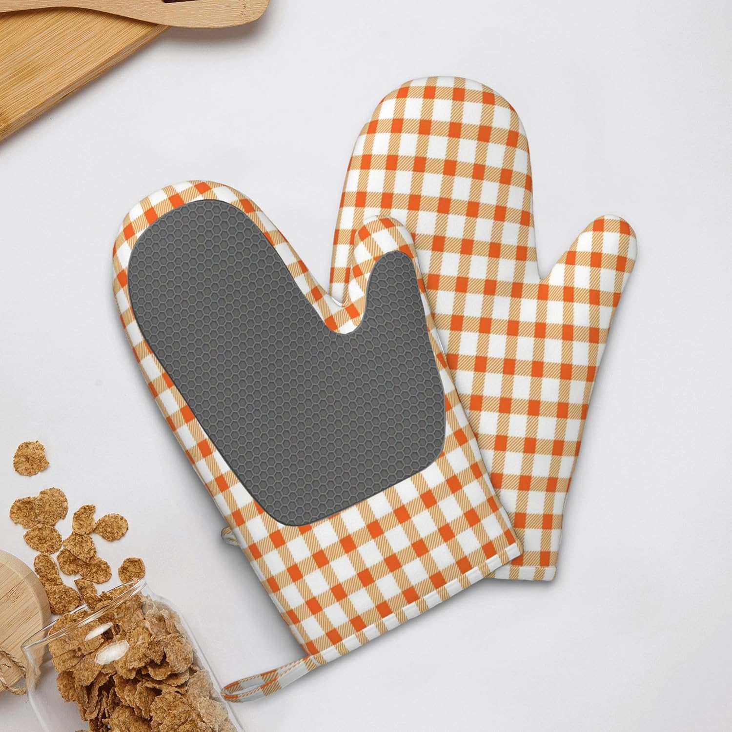 Chemistry Elements Silicone Oven Mitts - Heat Resistant, Slip Resistant, Hand Washable for Kitchen Cooking and Baking