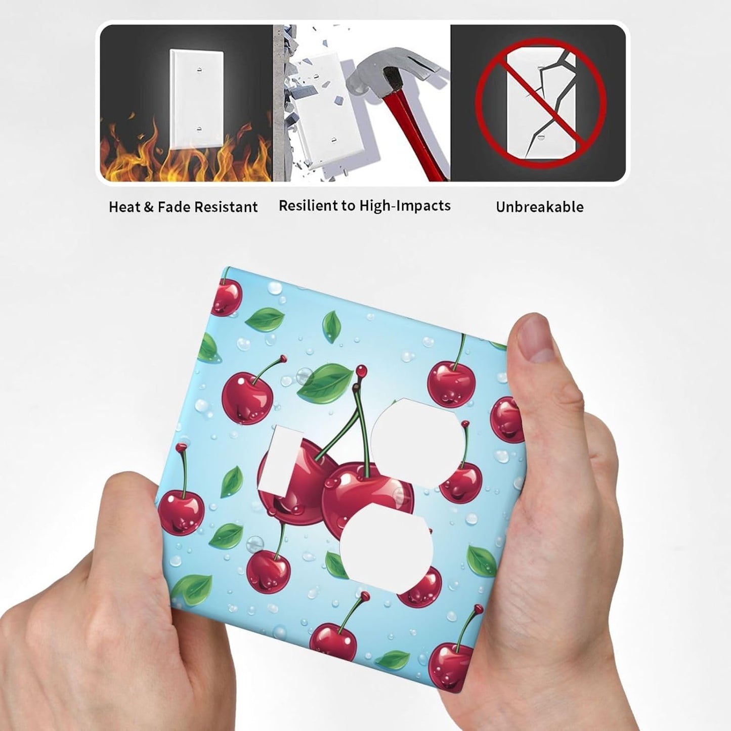 Cherry Wall Plate Decorative Light Switch Cover for Kitchen Bathroom Bedroom Office - Single 2 Toggle Gang Outlet Cover