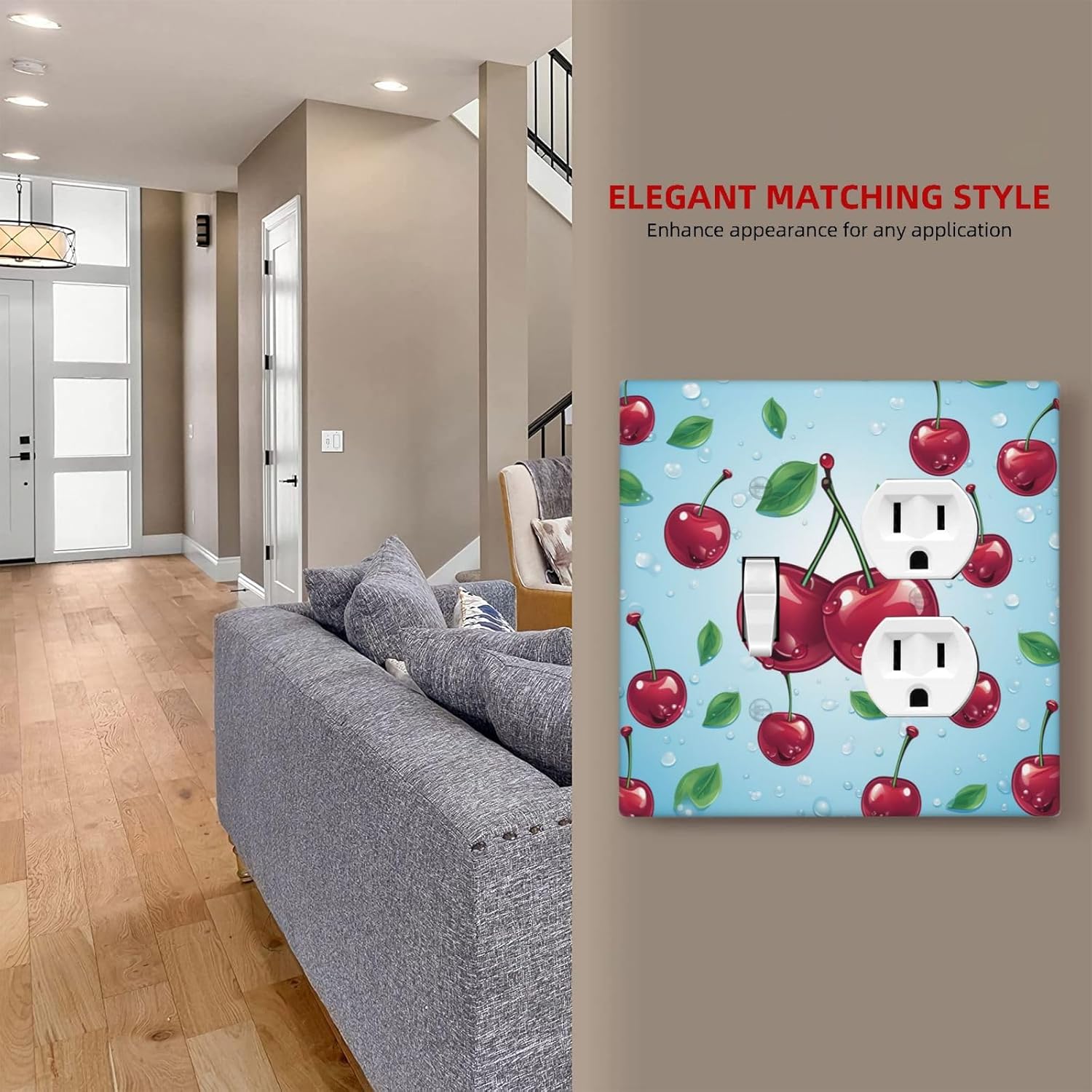 Cherry Wall Plate Decorative Light Switch Cover for Kitchen Bathroom Bedroom Office - Single 2 Toggle Gang Outlet Cover