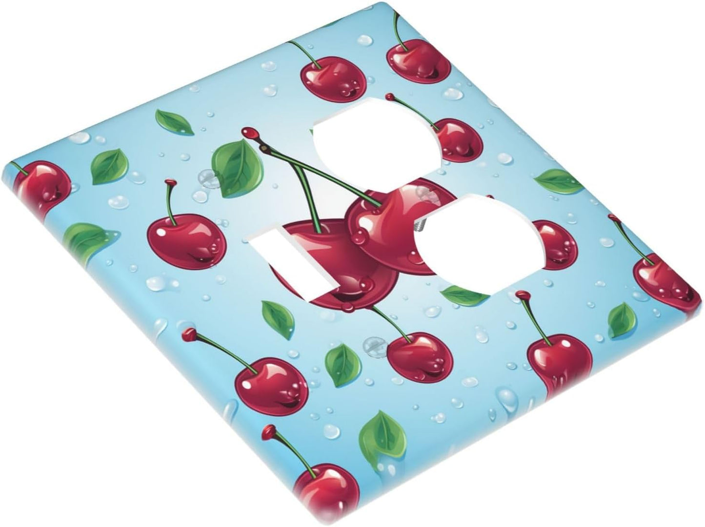 Cherry Wall Plate Decorative Light Switch Cover for Kitchen Bathroom Bedroom Office - Single 2 Toggle Gang Outlet Cover