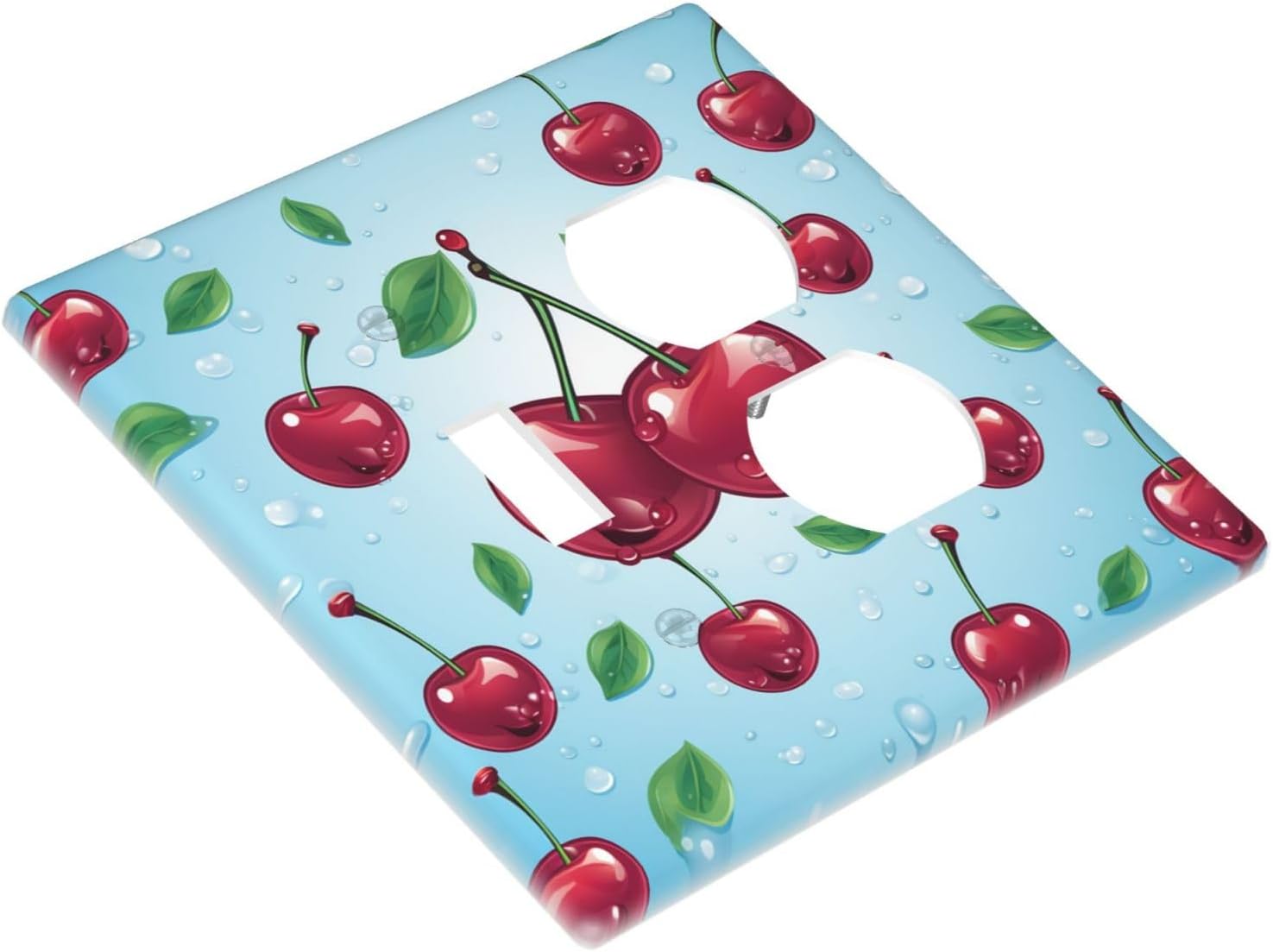 Cherry Wall Plate Decorative Light Switch Cover for Kitchen Bathroom Bedroom Office - Single 2 Toggle Gang Outlet Cover