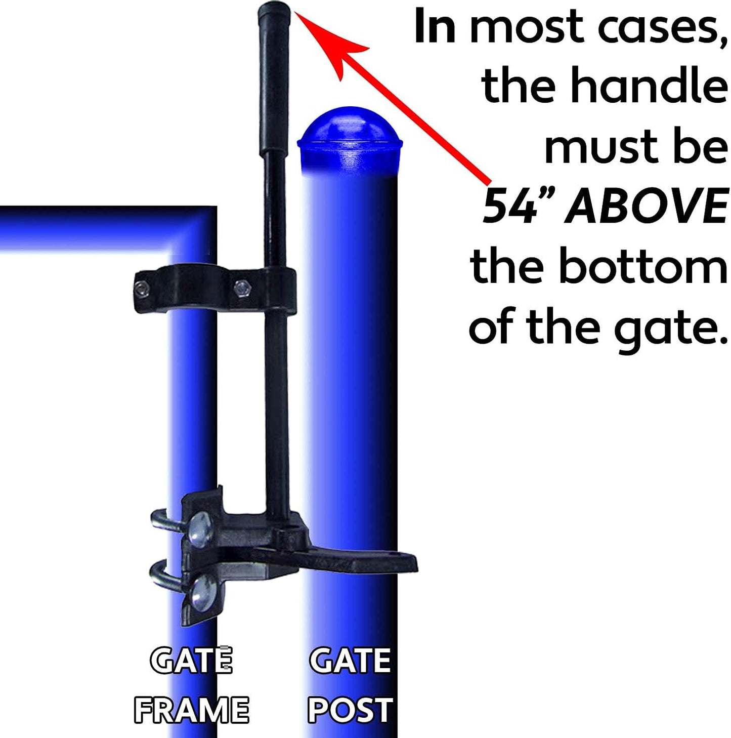 Child Safety Push Style Pool Gate Latch for 1-3/8" Gate Frames and 2-3/8" Gate Posts