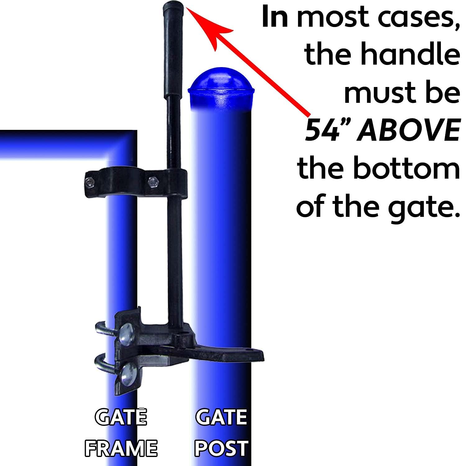 Child Safety Push Style Pool Gate Latch for 1-3/8" Gate Frames and 2-3/8" Gate Posts