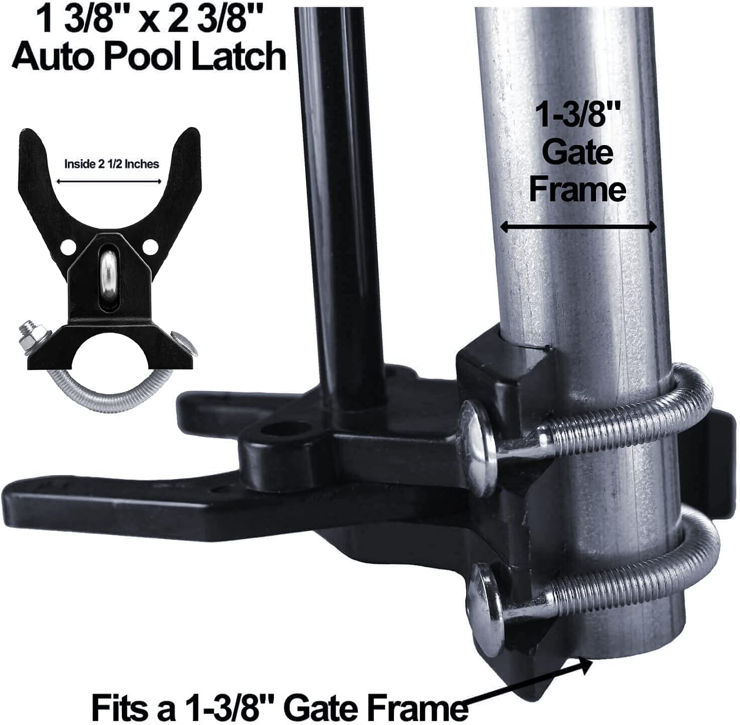 Child Safety Push Style Pool Gate Latch for 1-3/8" Gate Frames and 2-3/8" Gate Posts