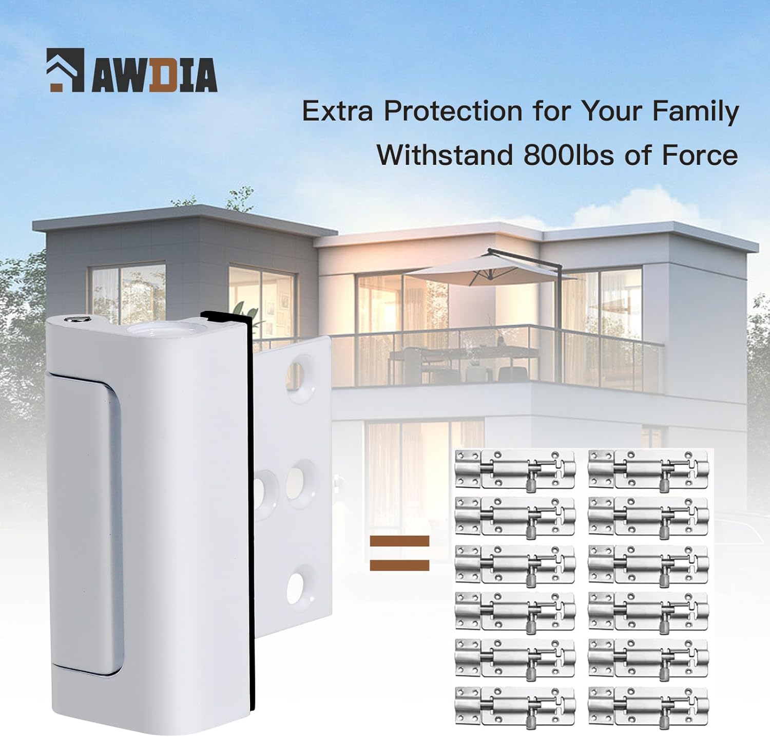 Childproof AWDIA Home Security Door Lock for Inward Swinging Door - White, 3 Pack - Prevent Unauthorized Entry & Ensure Kids Safety