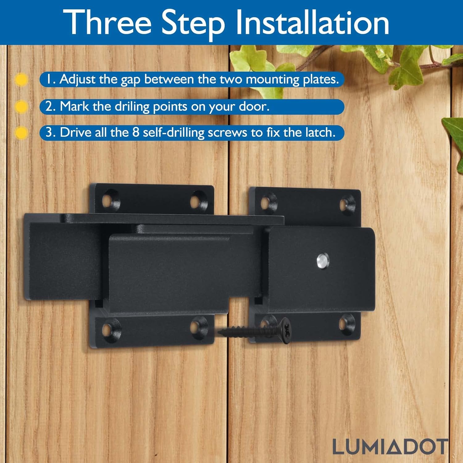 Childproof Door Reinforcement Lock for Home Security - 7.0" Flip Gate Latch with Padlock Hole - Aluminum Alloy Adjustable Latch for Fence