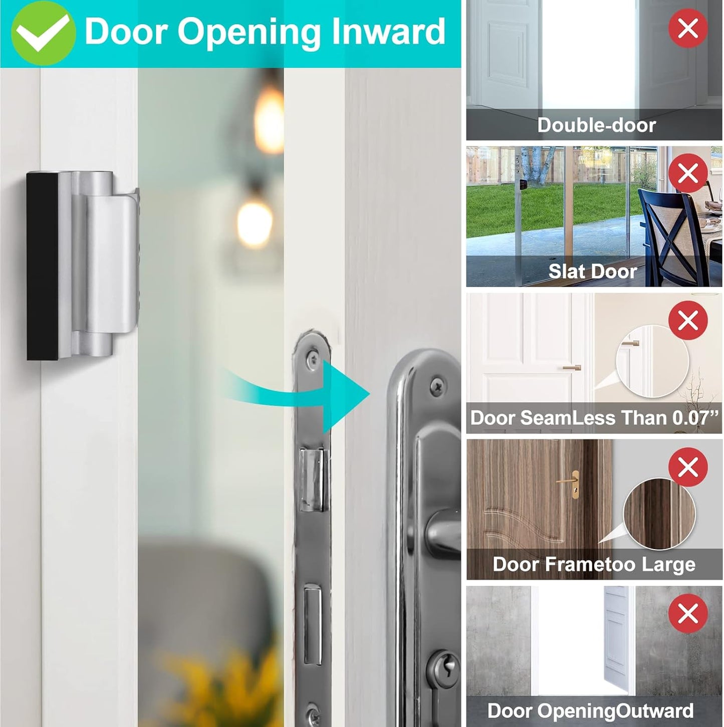 Childproof Front Door Security Lock - High Strength Door Reinforcement Lock for Kids Safety - CRANACH Home Security Door Latch - Withstands 800lbs - Flip Door Guardian for Inward Swinging Doors