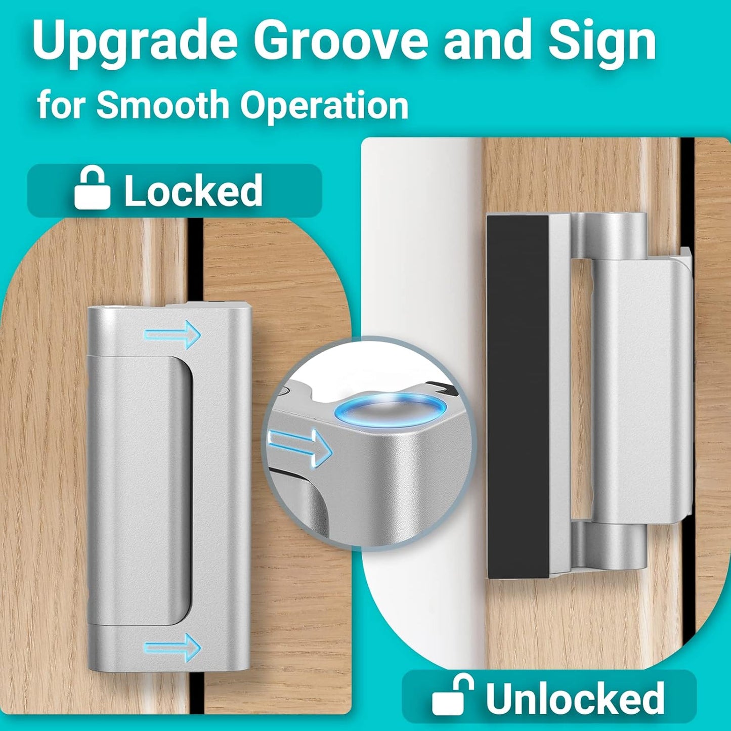 Childproof Front Door Security Lock - High Strength Door Reinforcement Lock for Kids Safety - CRANACH Home Security Door Latch - Withstands 800lbs - Flip Door Guardian for Inward Swinging Doors