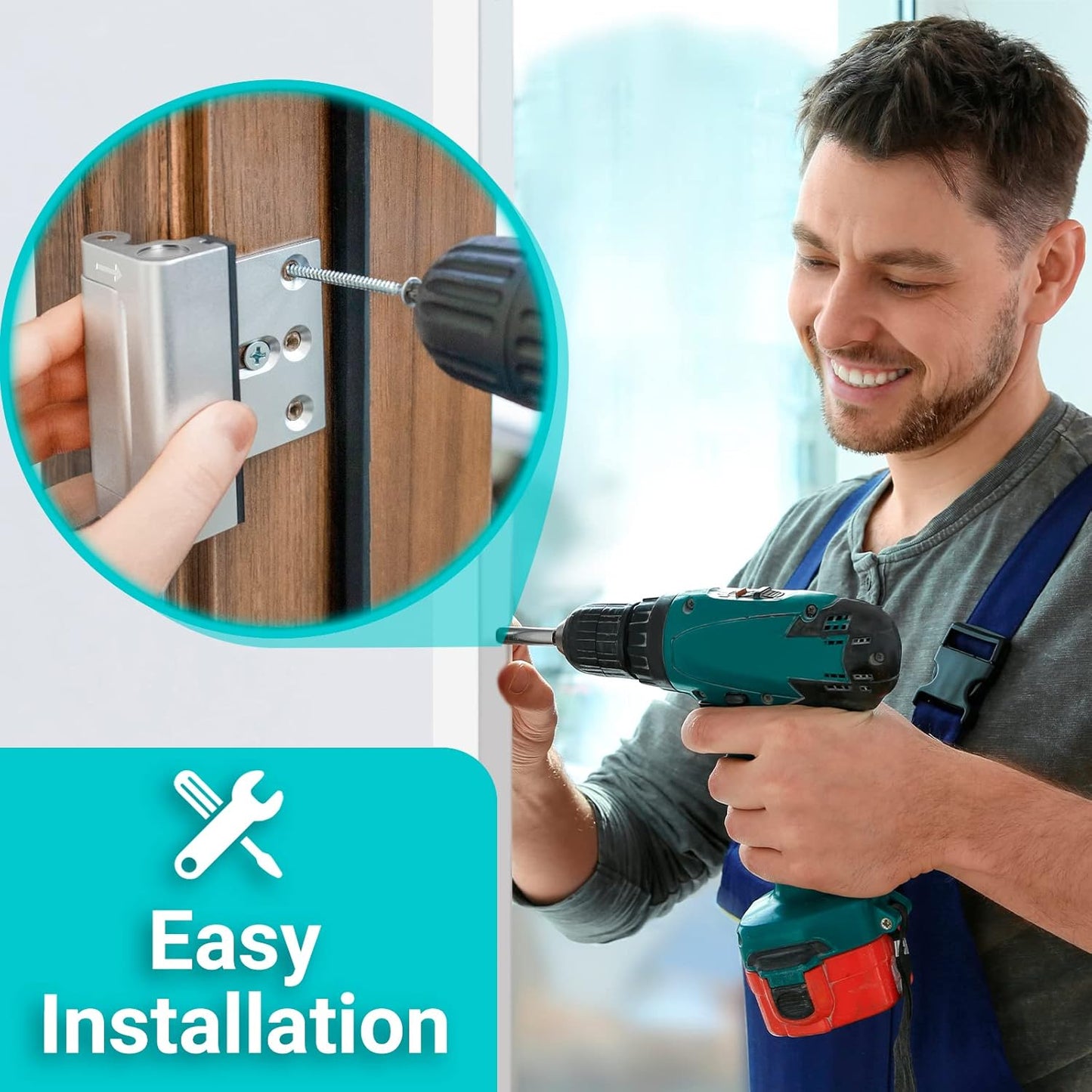 Childproof Front Door Security Lock - High Strength Door Reinforcement Lock for Kids Safety - CRANACH Home Security Door Latch - Withstands 800lbs - Flip Door Guardian for Inward Swinging Doors