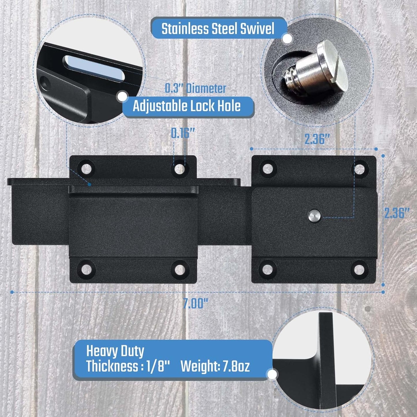 Childproof Home Security Door Reinforcement Lock with Padlock Hole - 3.5mm Aluminum Alloy Flip Gate Latch for Outdoor Fence, Barn, Shed
