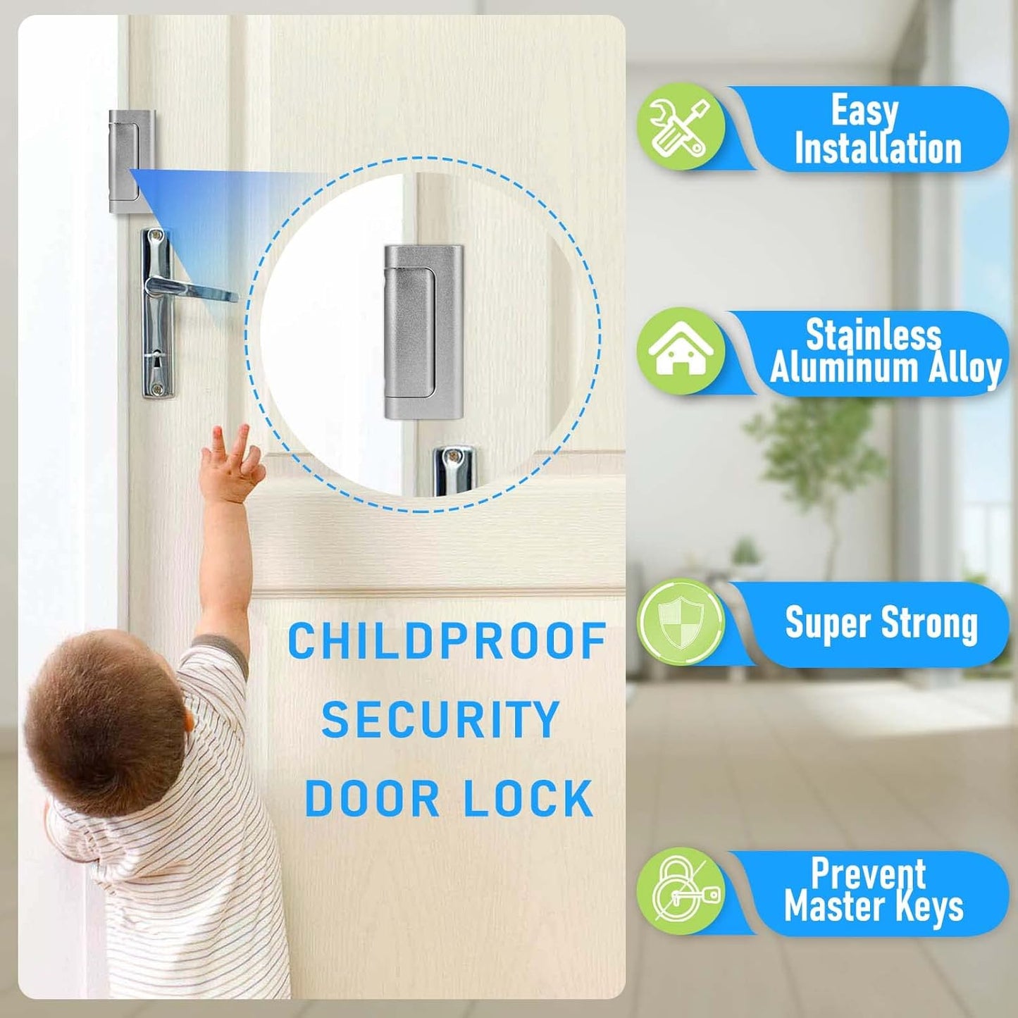 Childproof Home Security Door Reinforcement Lock with Padlock Hole - 3.5mm Aluminum Alloy Flip Gate Latch for Outdoor Fence, Barn, Shed