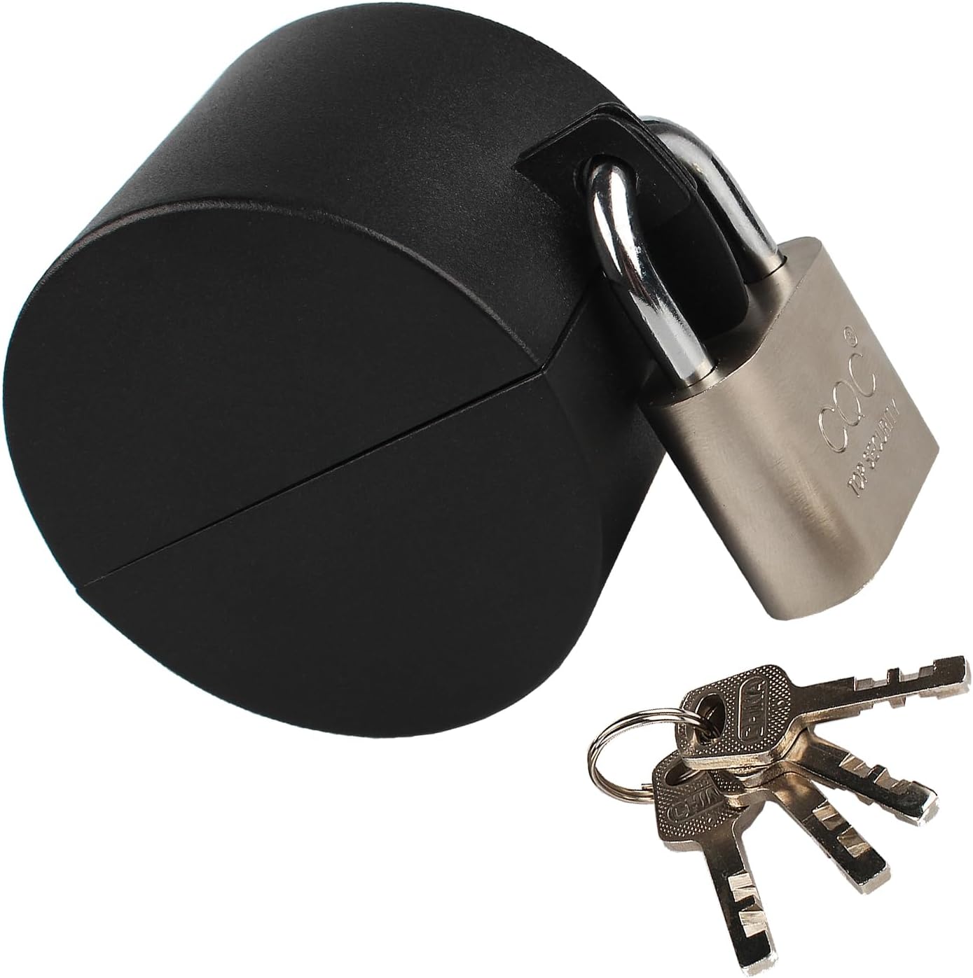Childproof Metallic Black Door Handle Lock Out Device with Padlock - Prevents Turning and Operating of Door Knob and Access to Keyhole