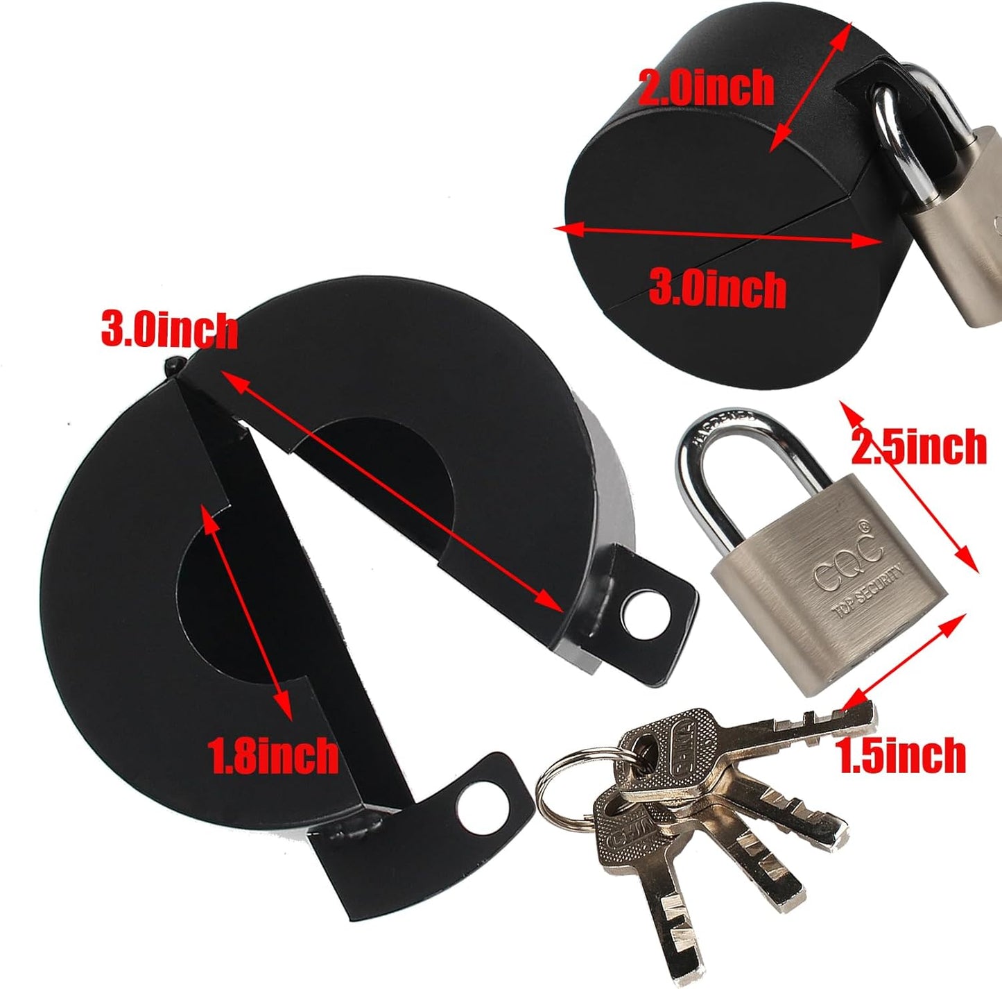 Childproof Metallic Black Door Handle Lock Out Device with Padlock - Prevents Turning and Operating of Door Knob and Access to Keyhole