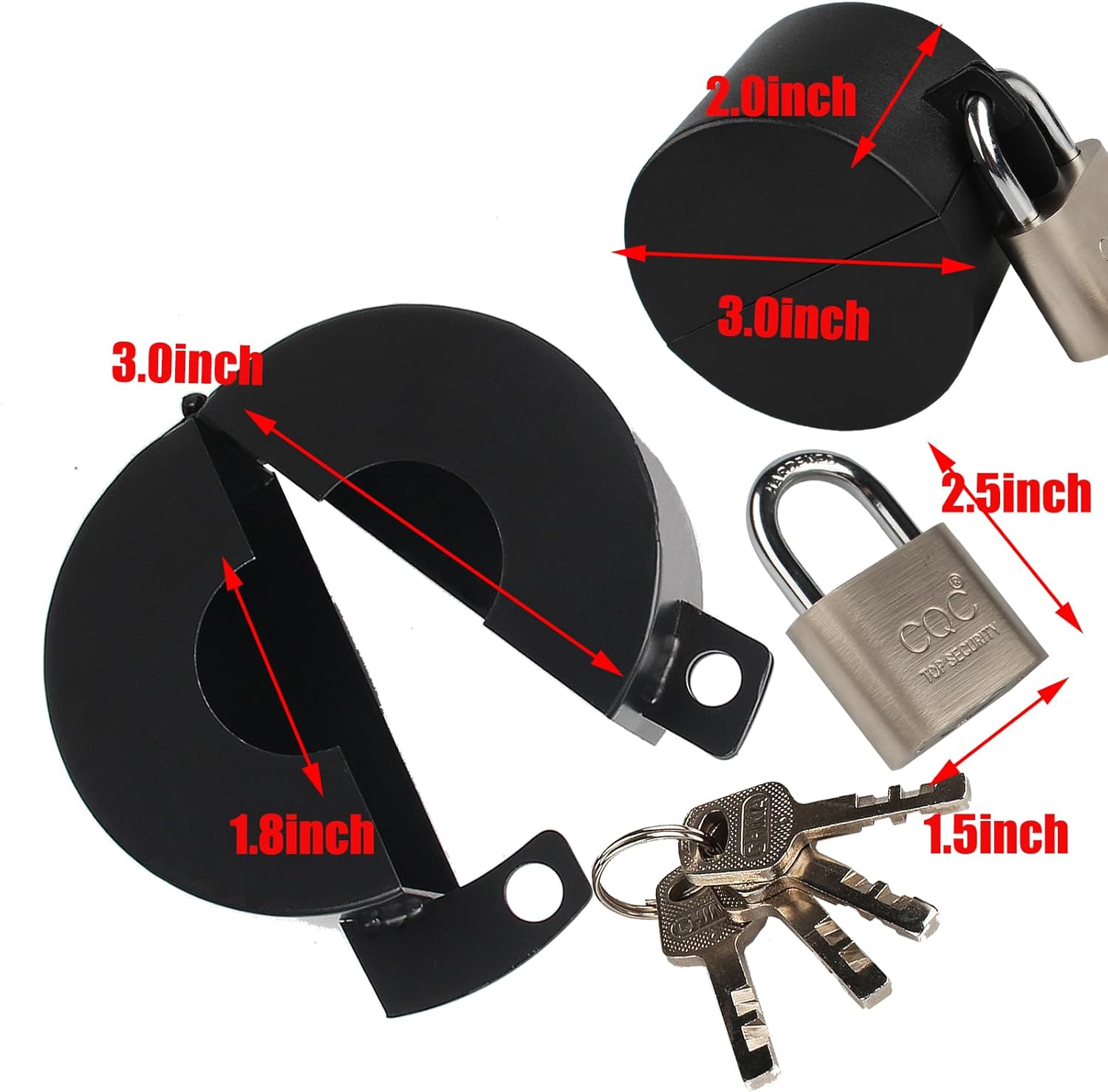 Childproof Metallic Black Door Handle Lock Out Device with Padlock - Prevents Turning and Operating of Door Knob and Access to Keyhole