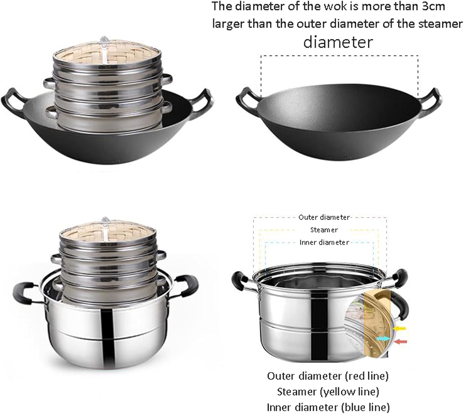 Chinese LTLWSH Steamed Seiro Basket Set for Healthy Cooking, 7.1 inches (18 cm) - Fluffy and Delicious Steamed Meals