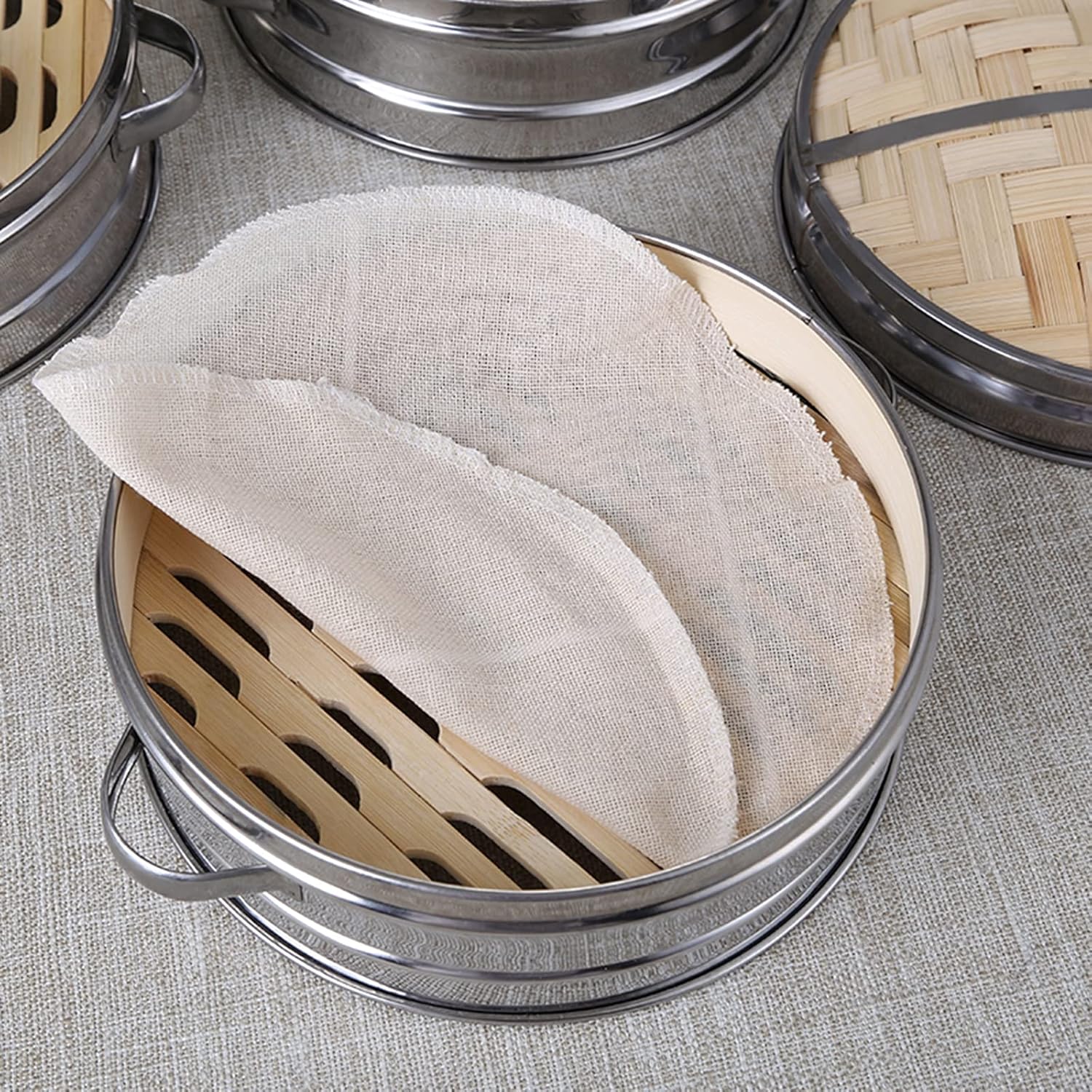 Chinese LTLWSH Steamed Seiro Basket Set for Healthy Cooking, 7.1 inches (18 cm) - Fluffy and Delicious Steamed Meals