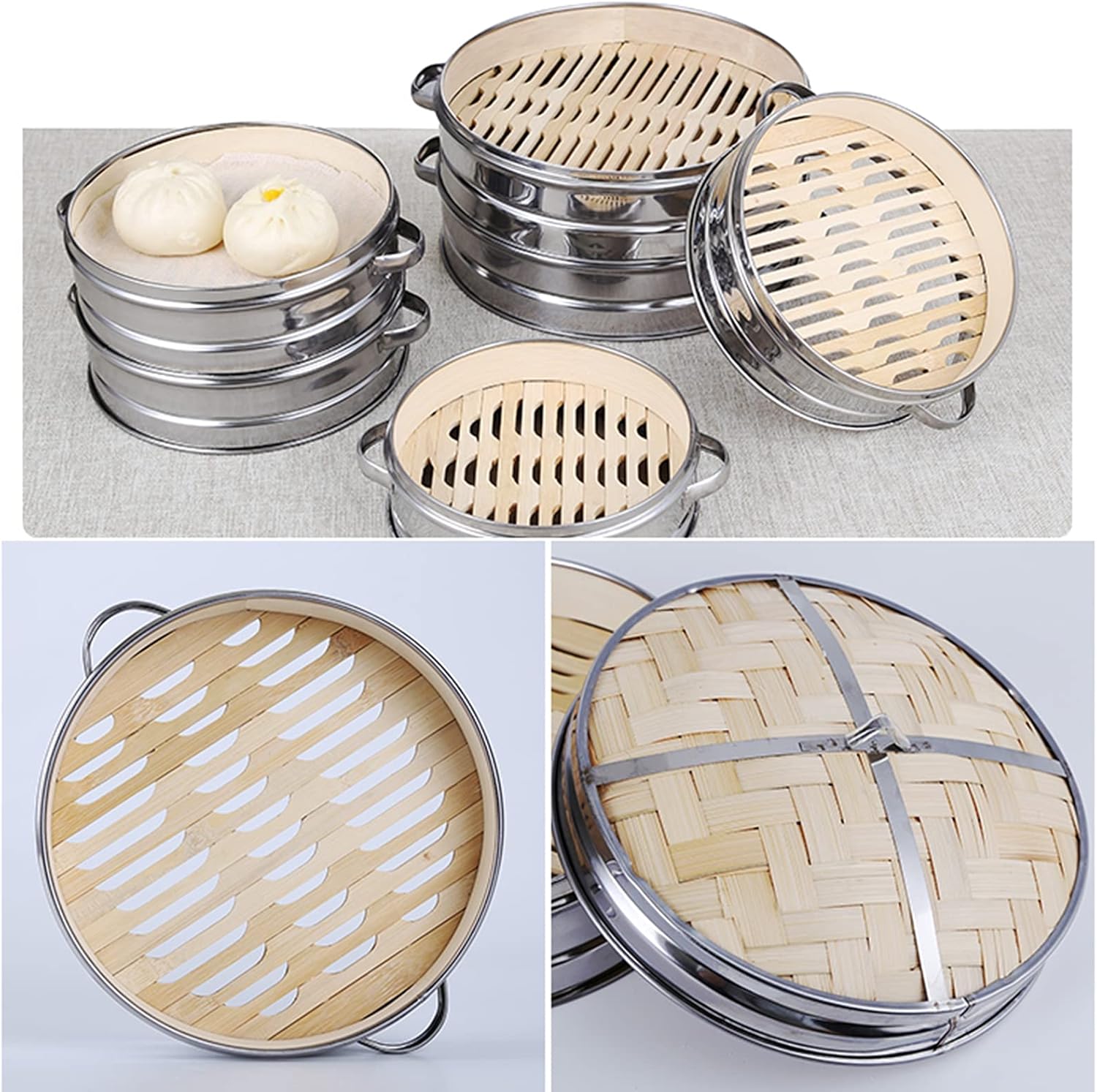 Chinese LTLWSH Steamed Seiro Basket Set for Healthy Cooking, 7.1 inches (18 cm) - Fluffy and Delicious Steamed Meals