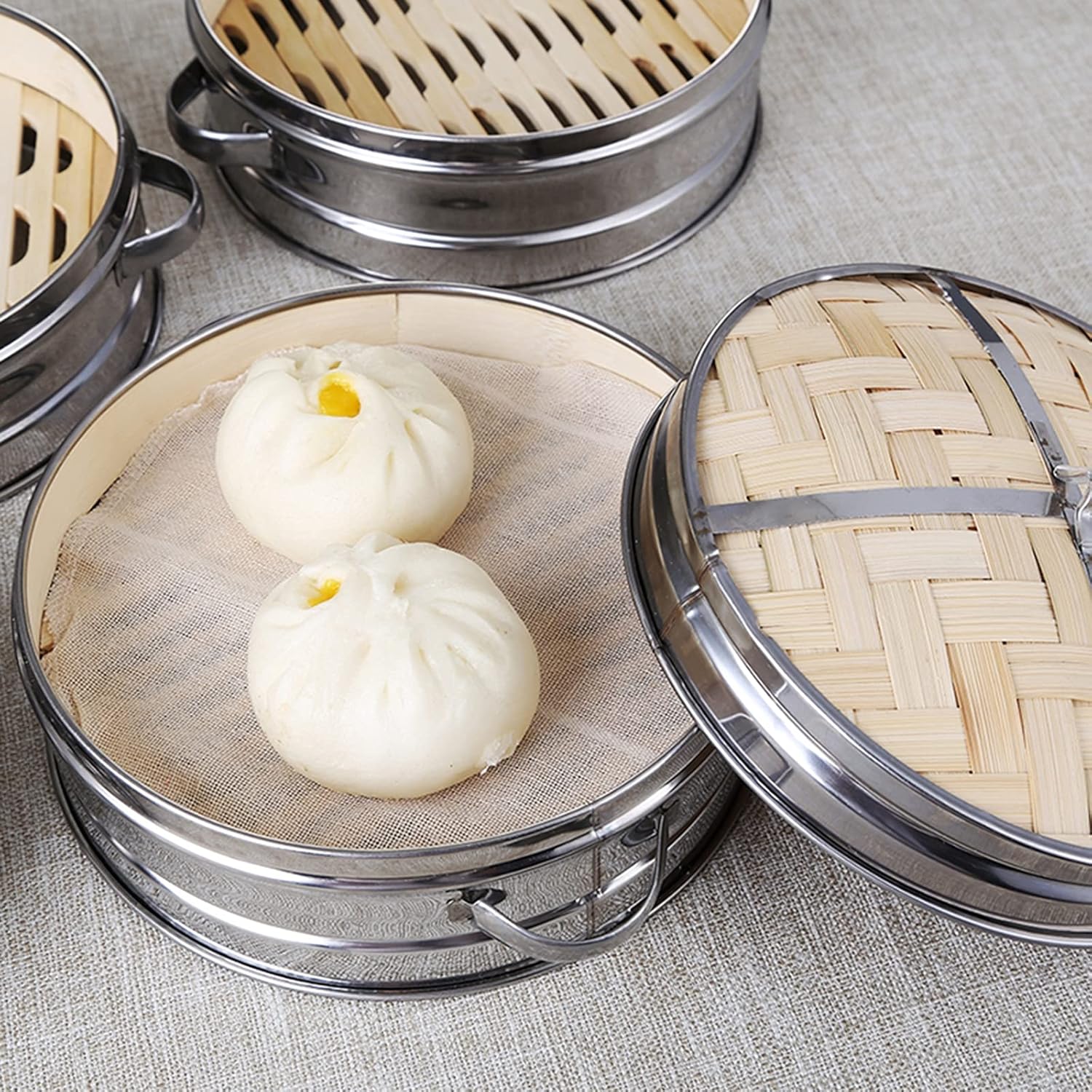 Chinese LTLWSH Steamed Seiro Basket Set for Healthy Cooking, 7.1 inches (18 cm) - Fluffy and Delicious Steamed Meals