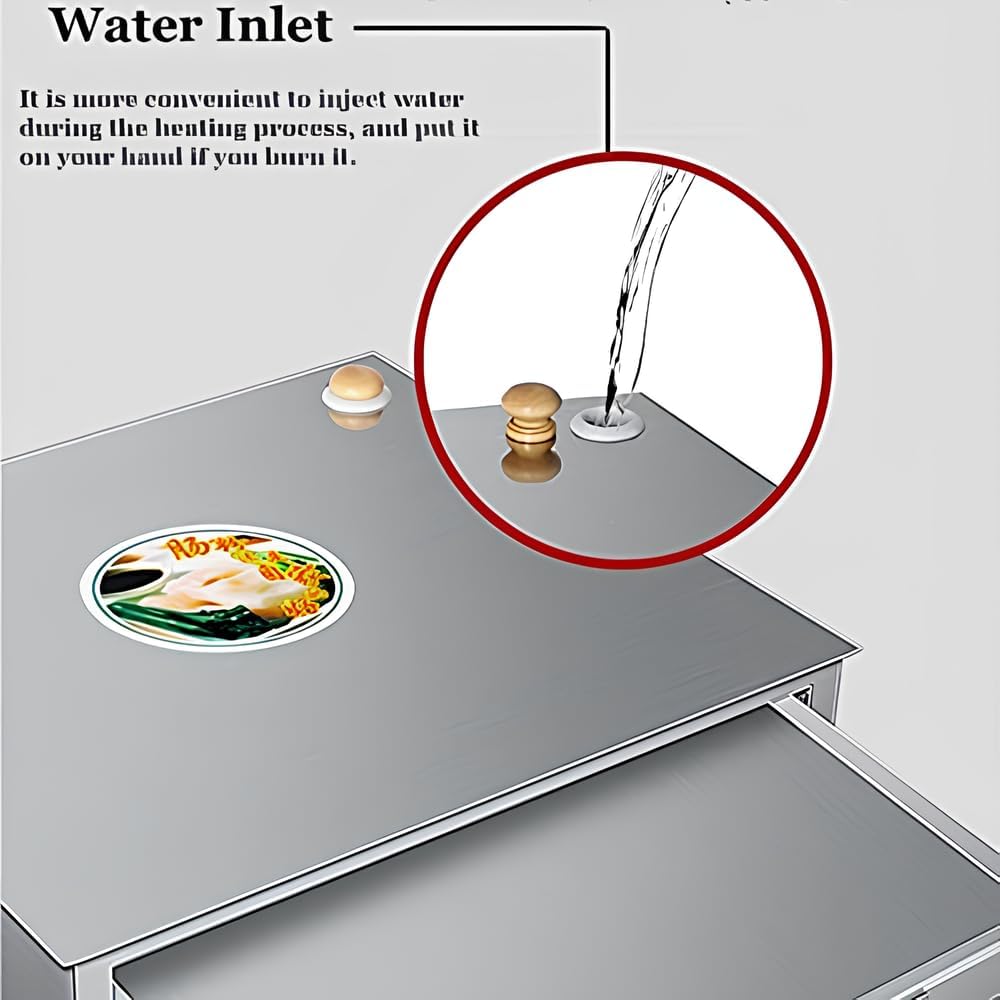 Chinese Rice Noodle Roll Steamer with Extra Tray - 304 Stainless Steel Square Tier for Guangdong Recipes - Tier 1 Cookware