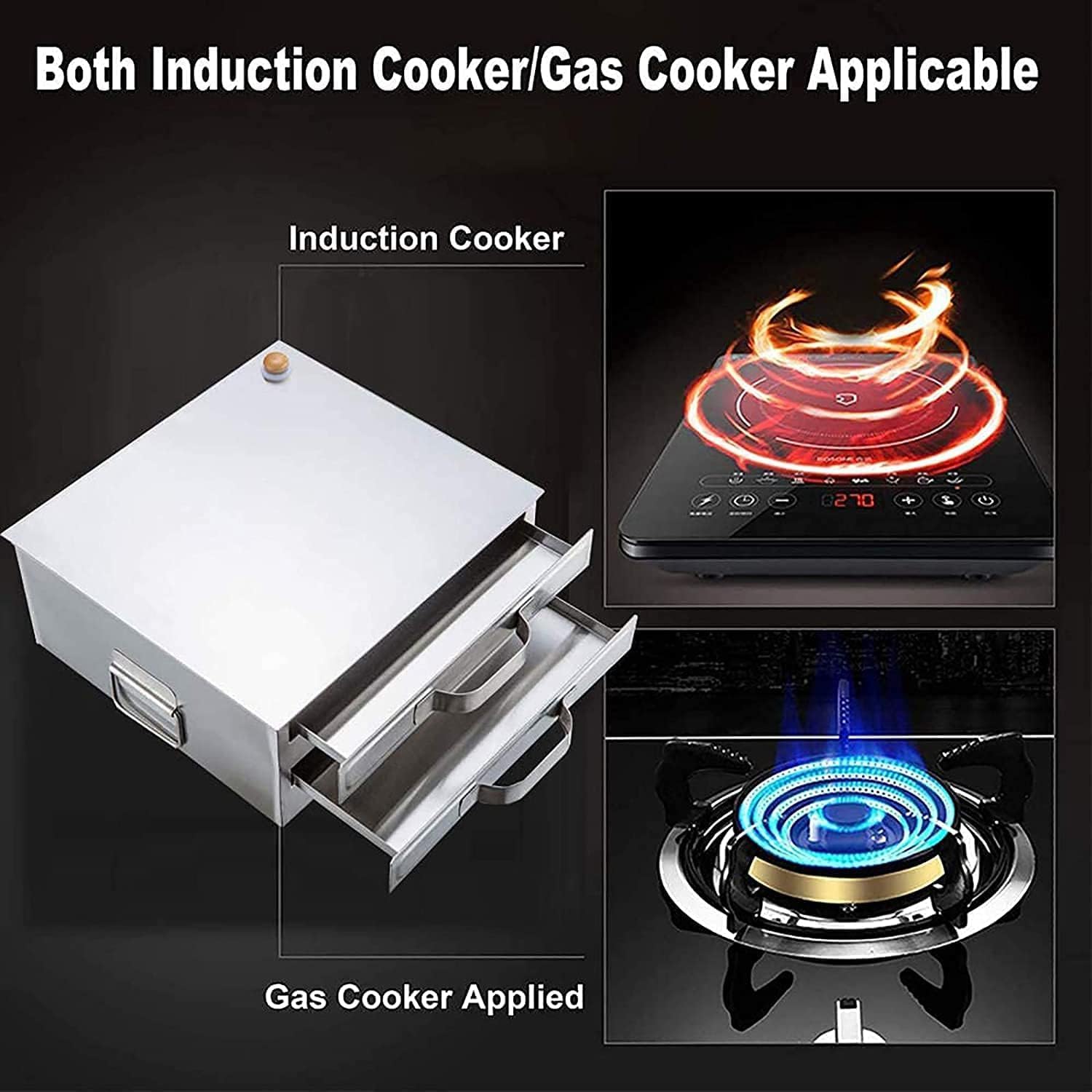 Chinese Rice Noodle Roll Steamer with Extra Tray - 304 Stainless Steel Square Tier for Guangdong Recipes - Tier 1 Cookware