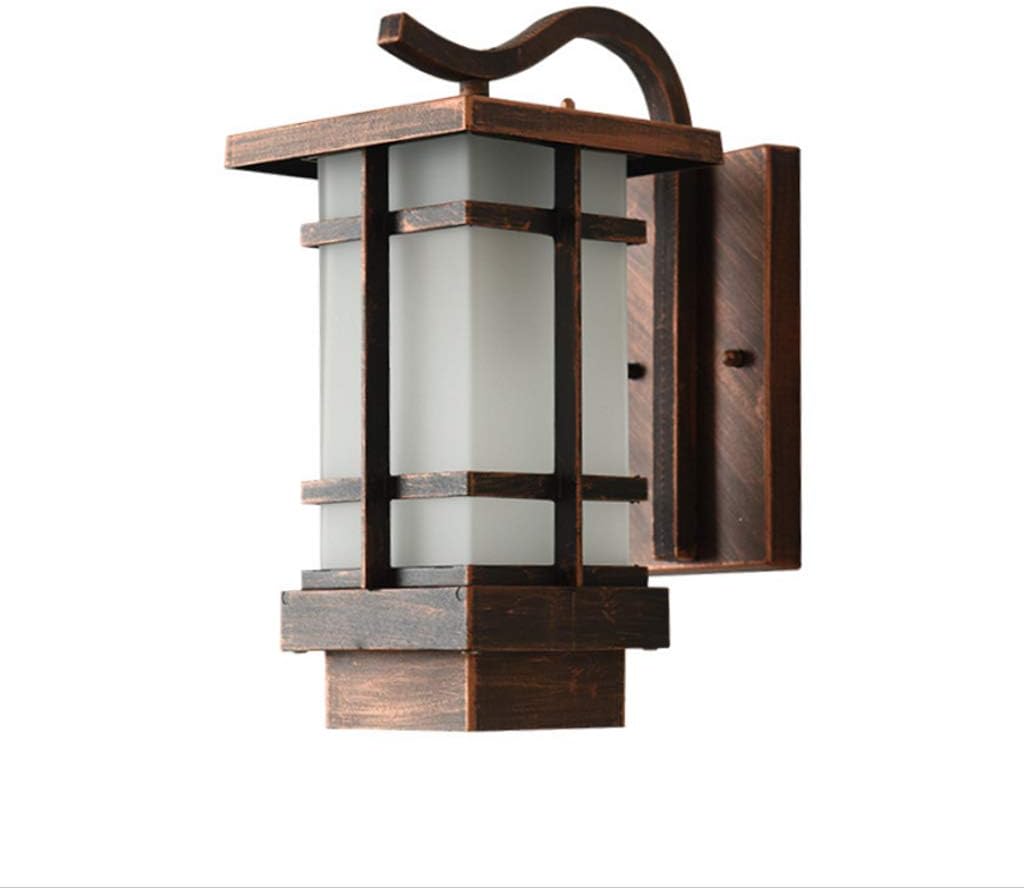 Chinese Style Outdoor Waterproof Glass Wall Lamp with European Metal Design - Ideal for Villa Exteriors, American Atmosphere in Living Rooms, Terraces, and Courtyards - E27 Wall Light