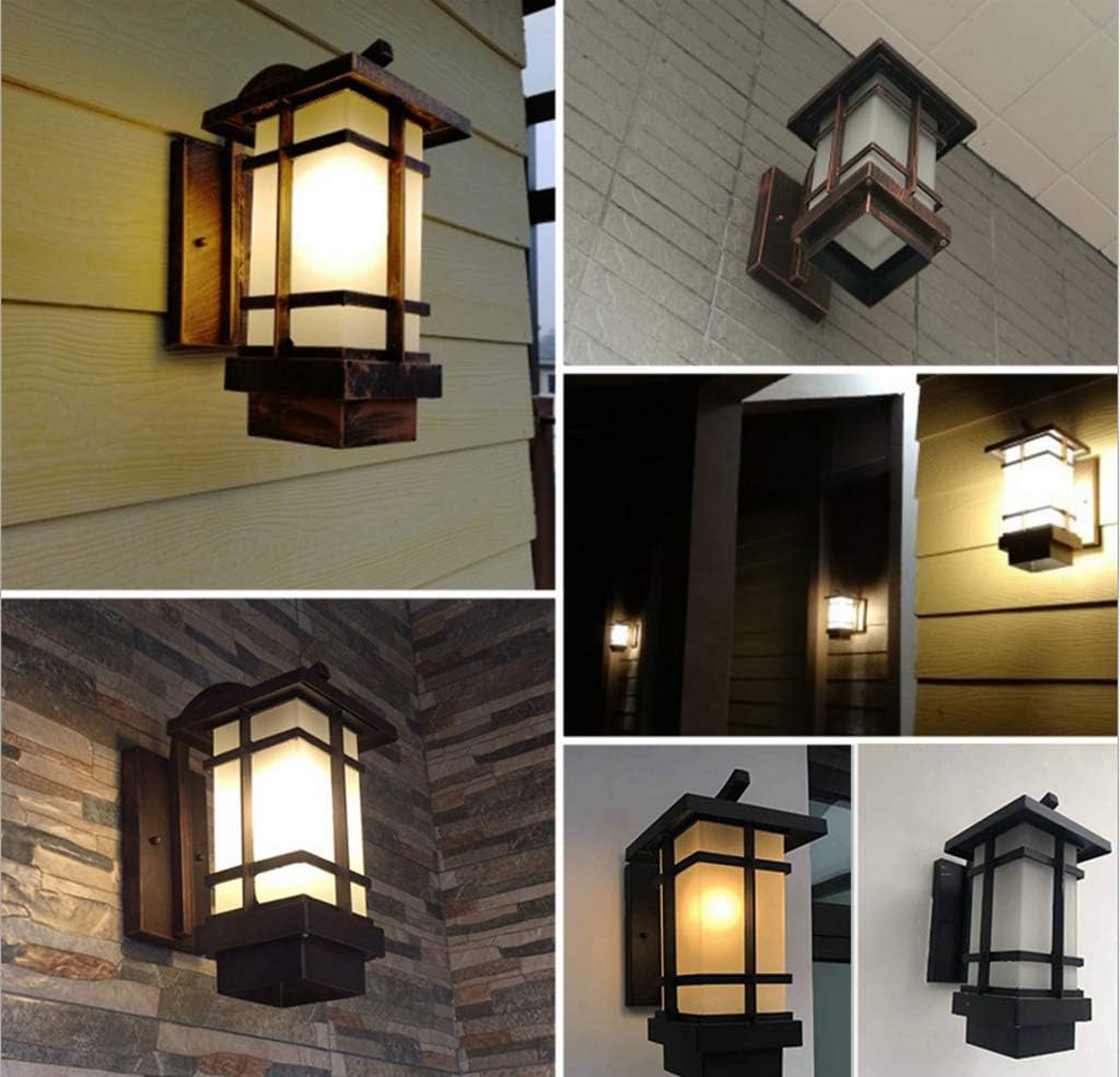 Chinese Style Outdoor Waterproof Glass Wall Lamp with European Metal Design - Ideal for Villa Exteriors, American Atmosphere in Living Rooms, Terraces, and Courtyards - E27 Wall Light