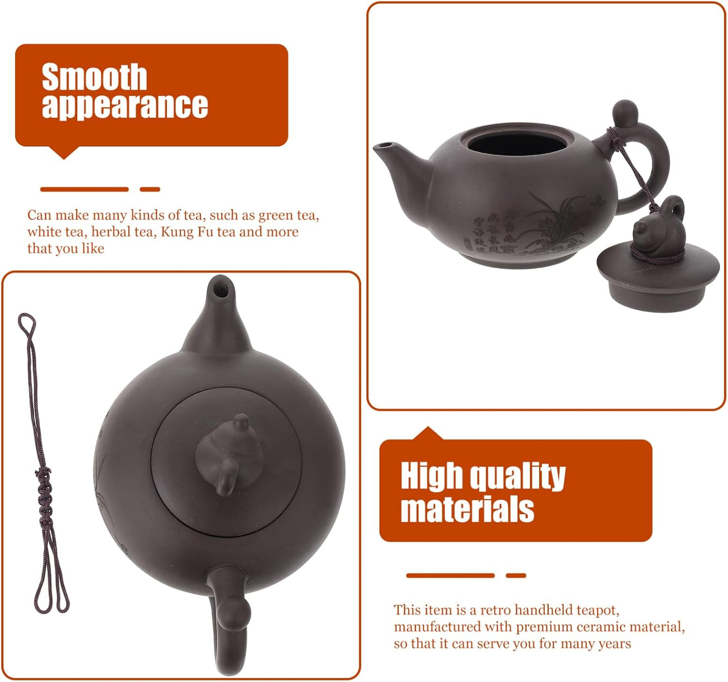 Chinese Yixing Purple Clay Teapot - Traditional Zisha Clay Kettle for Loose Puer Tea - VOSAREA Gongfu Cha Pot