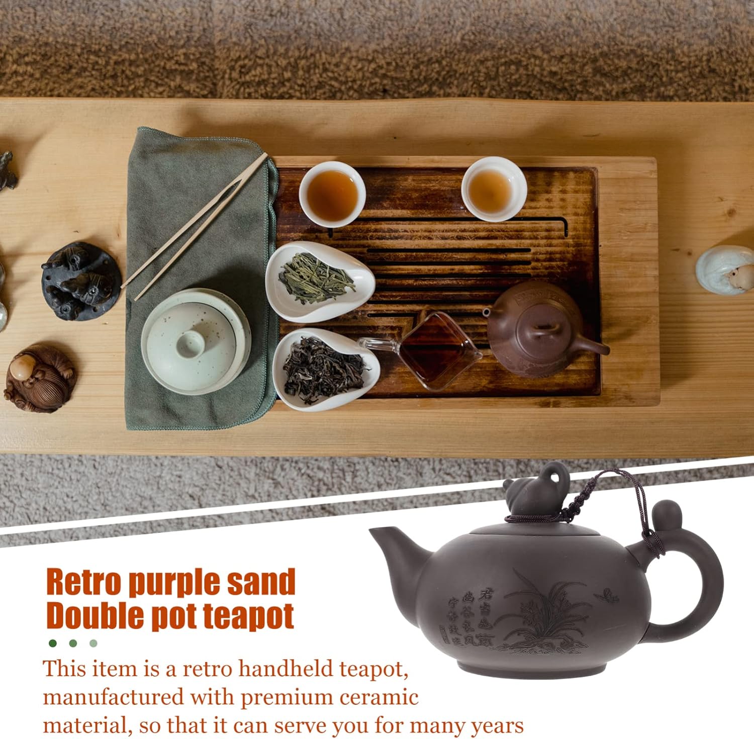 Chinese Yixing Purple Clay Teapot - Traditional Zisha Clay Kettle for Loose Puer Tea - VOSAREA Gongfu Cha Pot