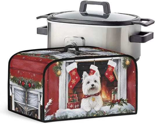 Christmas Decor Oval Slow Cooker Cover for 6-8 Quart Uorisanigo West Highland White Terrier Crock - Universal Kitchen Appliance Dust Cover