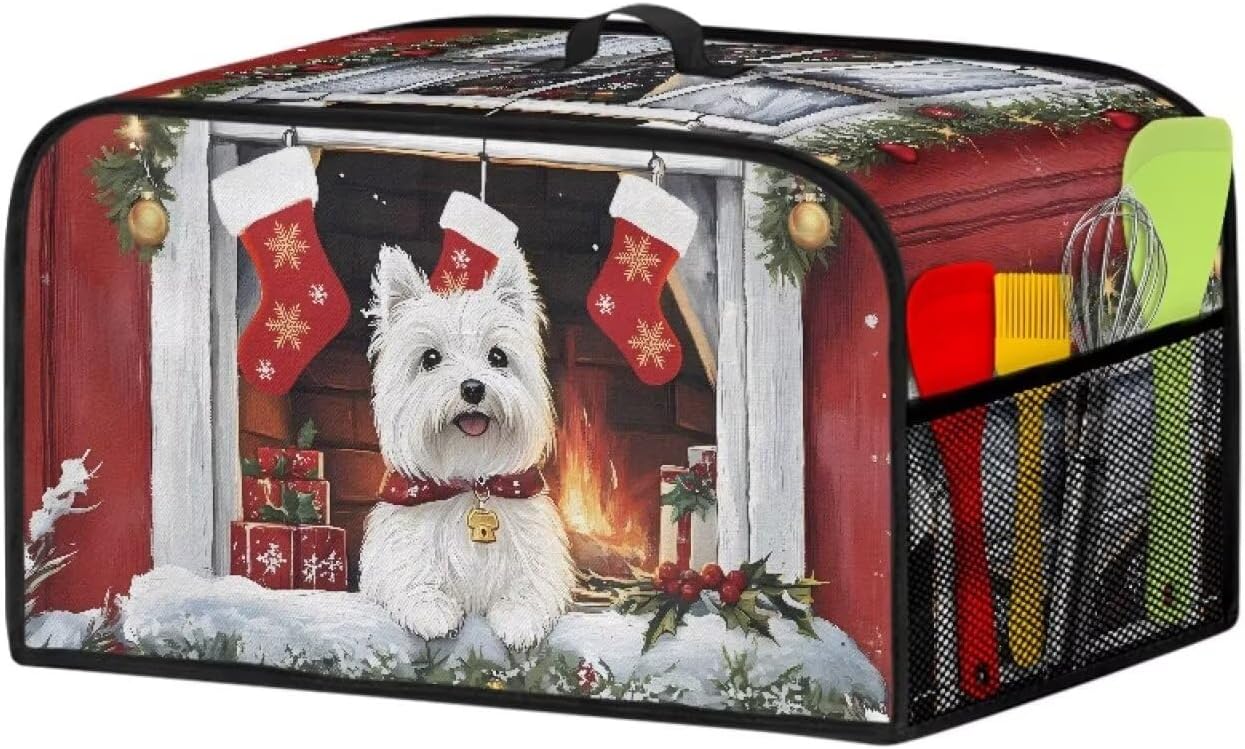 Christmas Decor Oval Slow Cooker Cover for 6-8 Quart Uorisanigo West Highland White Terrier Crock - Universal Kitchen Appliance Dust Cover