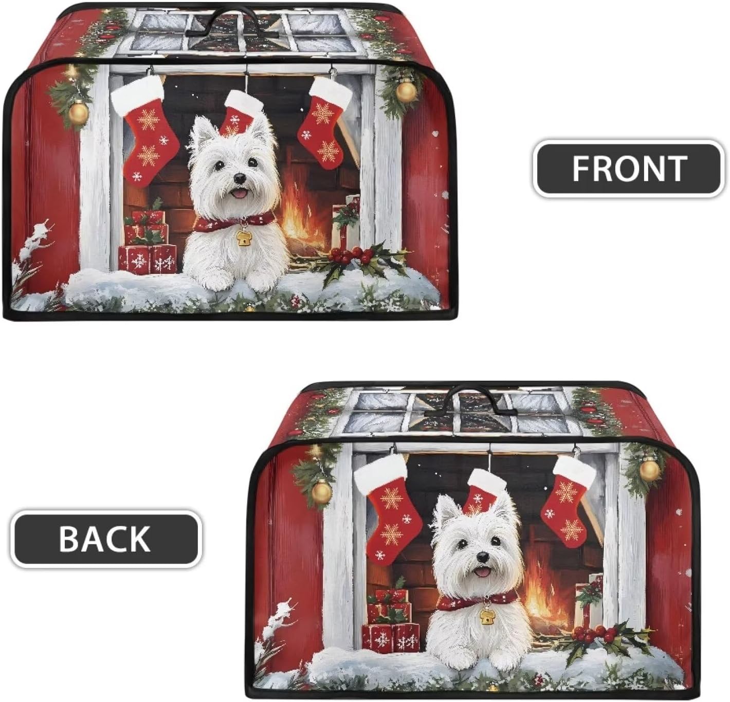 Christmas Decor Oval Slow Cooker Cover for 6-8 Quart Uorisanigo West Highland White Terrier Crock - Universal Kitchen Appliance Dust Cover