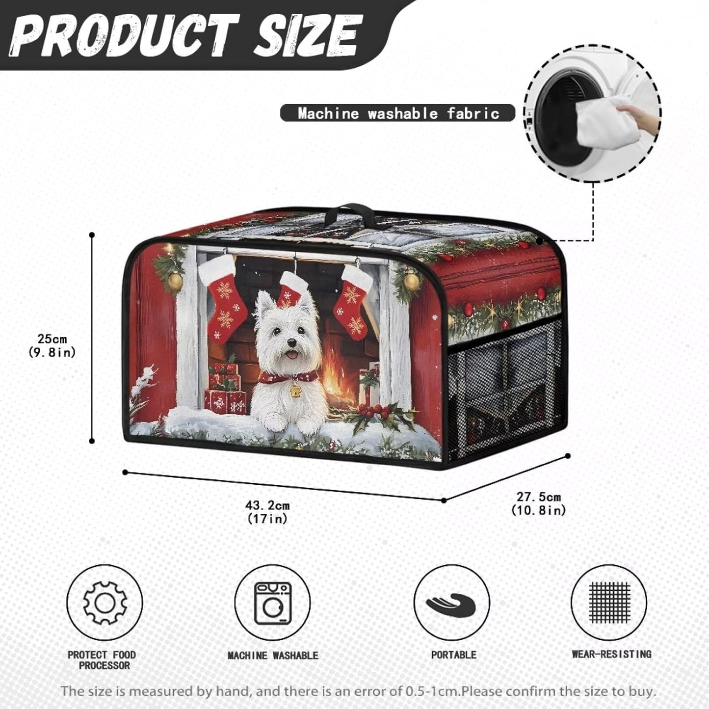 Christmas Decor Oval Slow Cooker Cover for 6-8 Quart Uorisanigo West Highland White Terrier Crock - Universal Kitchen Appliance Dust Cover