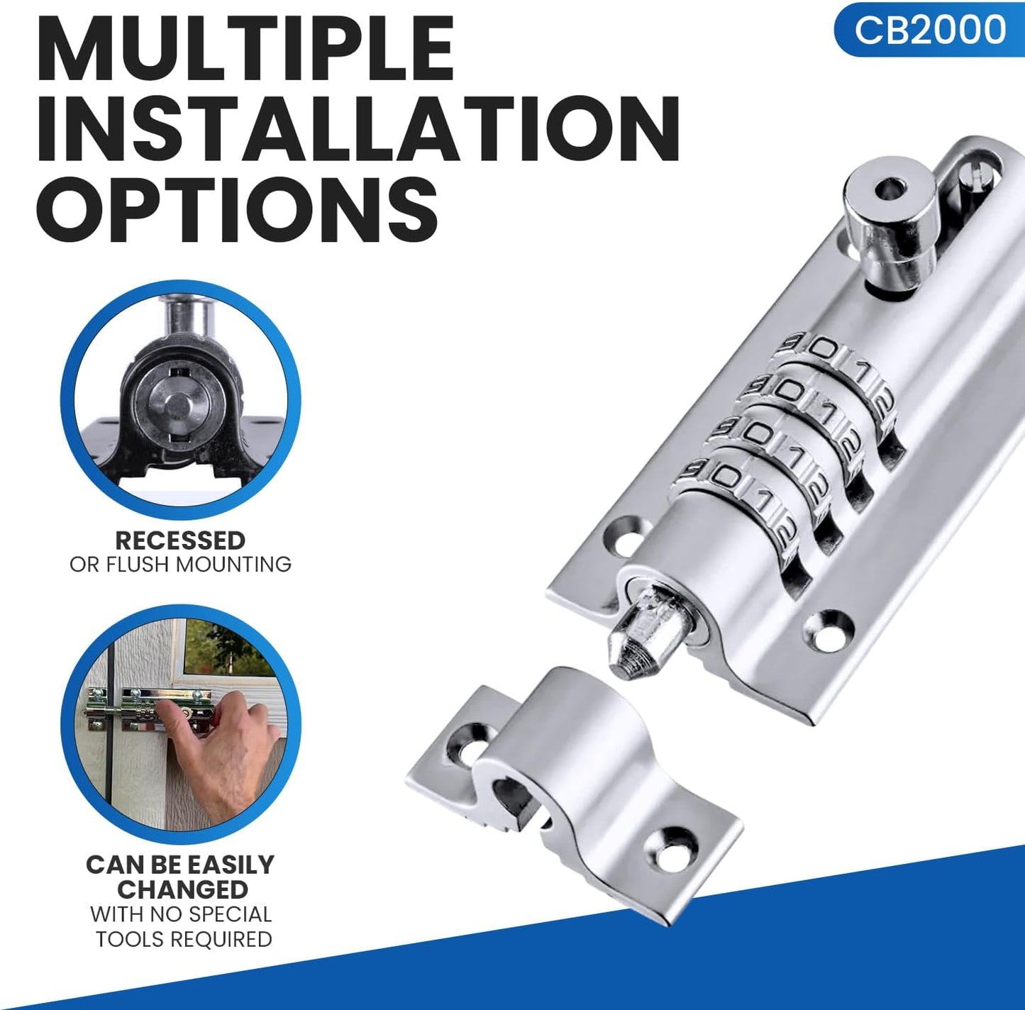 Chrome Combi-Bolt CB2000-CHR Sliding Lock for Enhanced Security