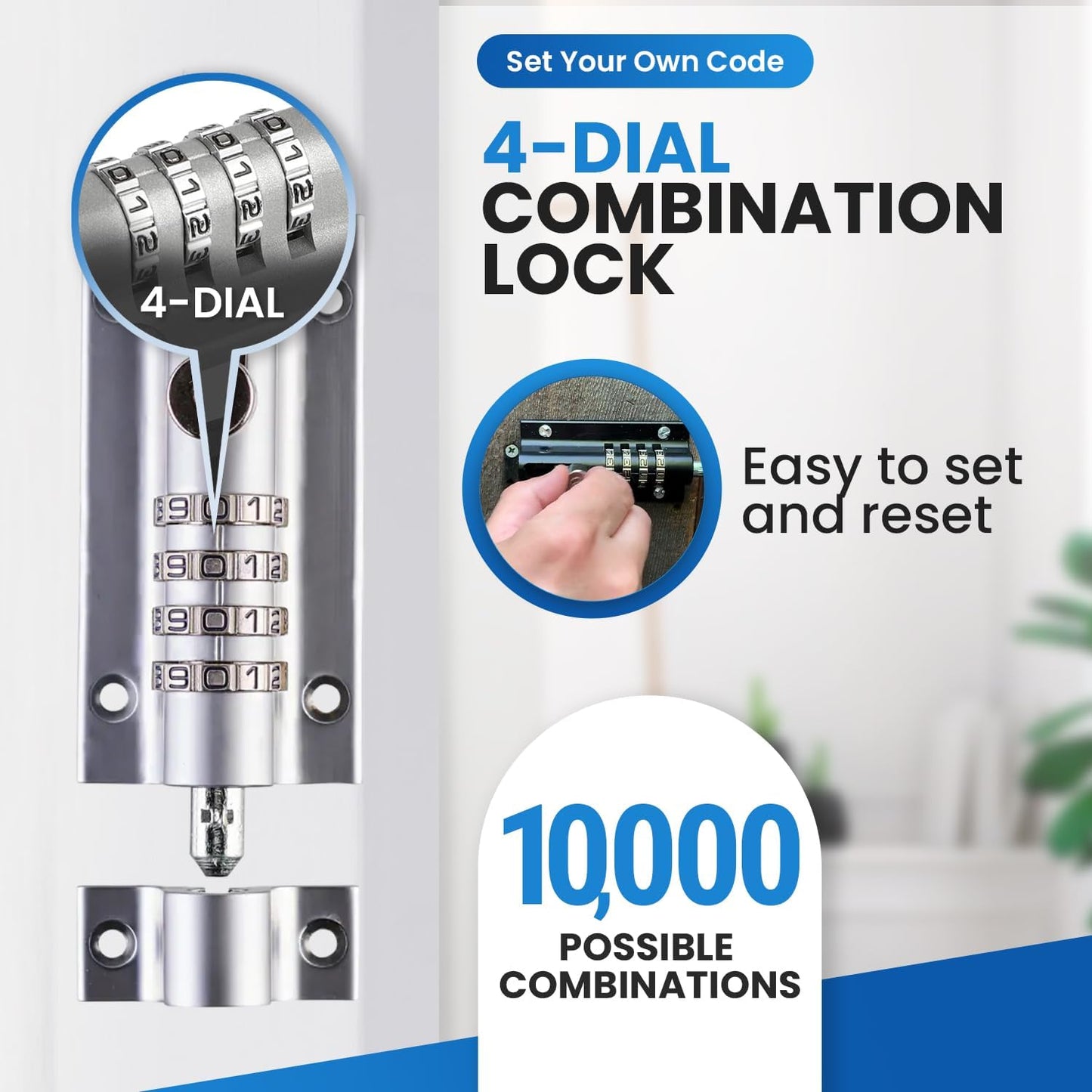 Chrome Combi-Bolt CB2000-CHR Sliding Lock for Enhanced Security