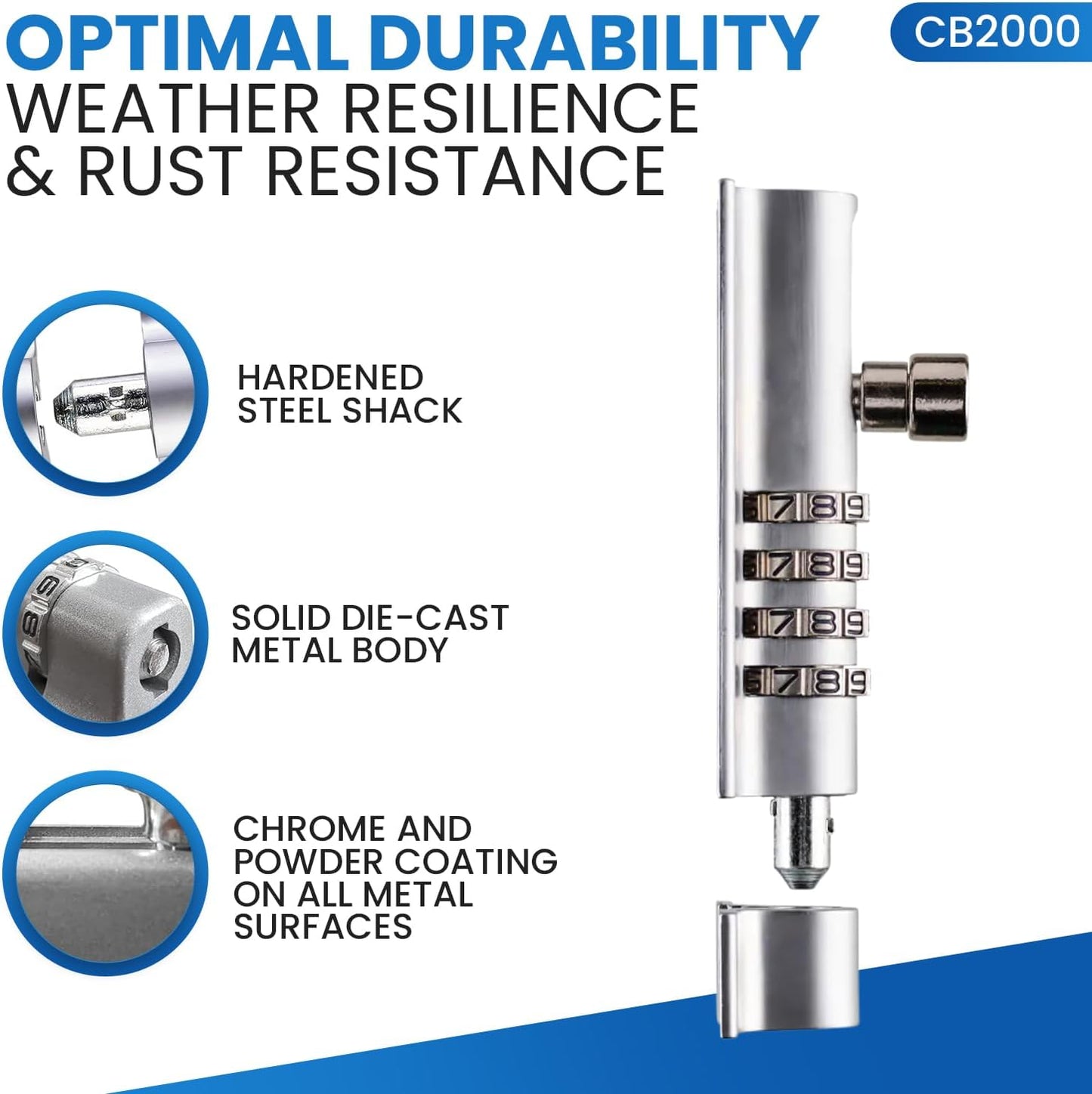 Chrome Combi-Bolt CB2000-CHR Sliding Lock for Enhanced Security