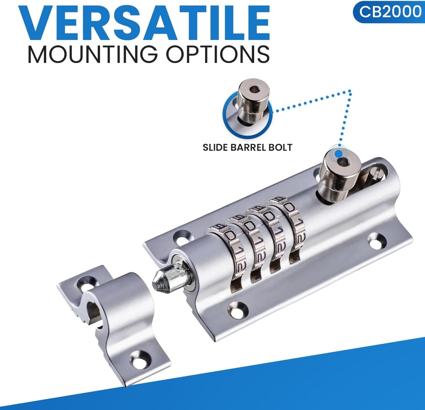 Chrome Combi-Bolt CB2000-CHR Sliding Lock for Enhanced Security