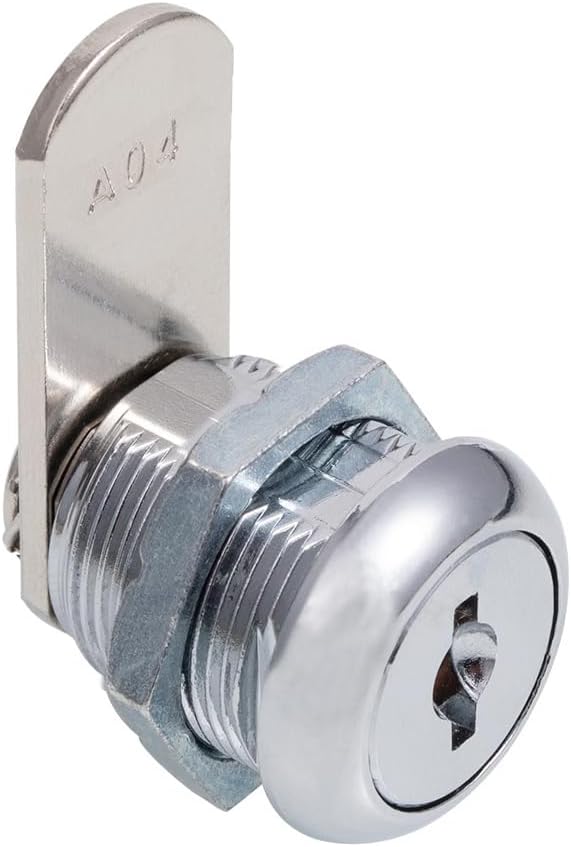 Chrome Finish Cabinet Cam Locks Keyed Alike for Tool Box RV Compartment Mailbox - 5/8" Cylinder, Fits 3/8" Max Panel Thickness, 3 Cams, 2 Keys