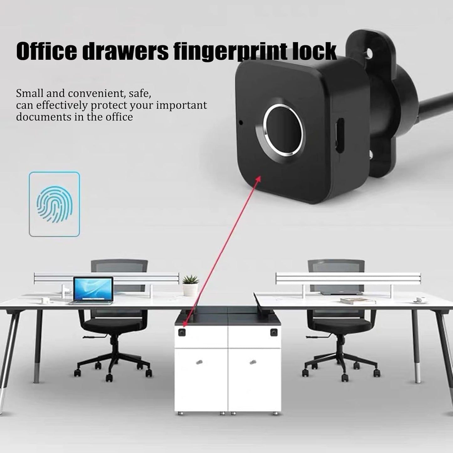 Ciglow Mini Smart Fingerprint Lock for Drawers & Cabinets - USB Rechargeable, 360° Recognition, Store 20 Fingerprints, Energy Efficient